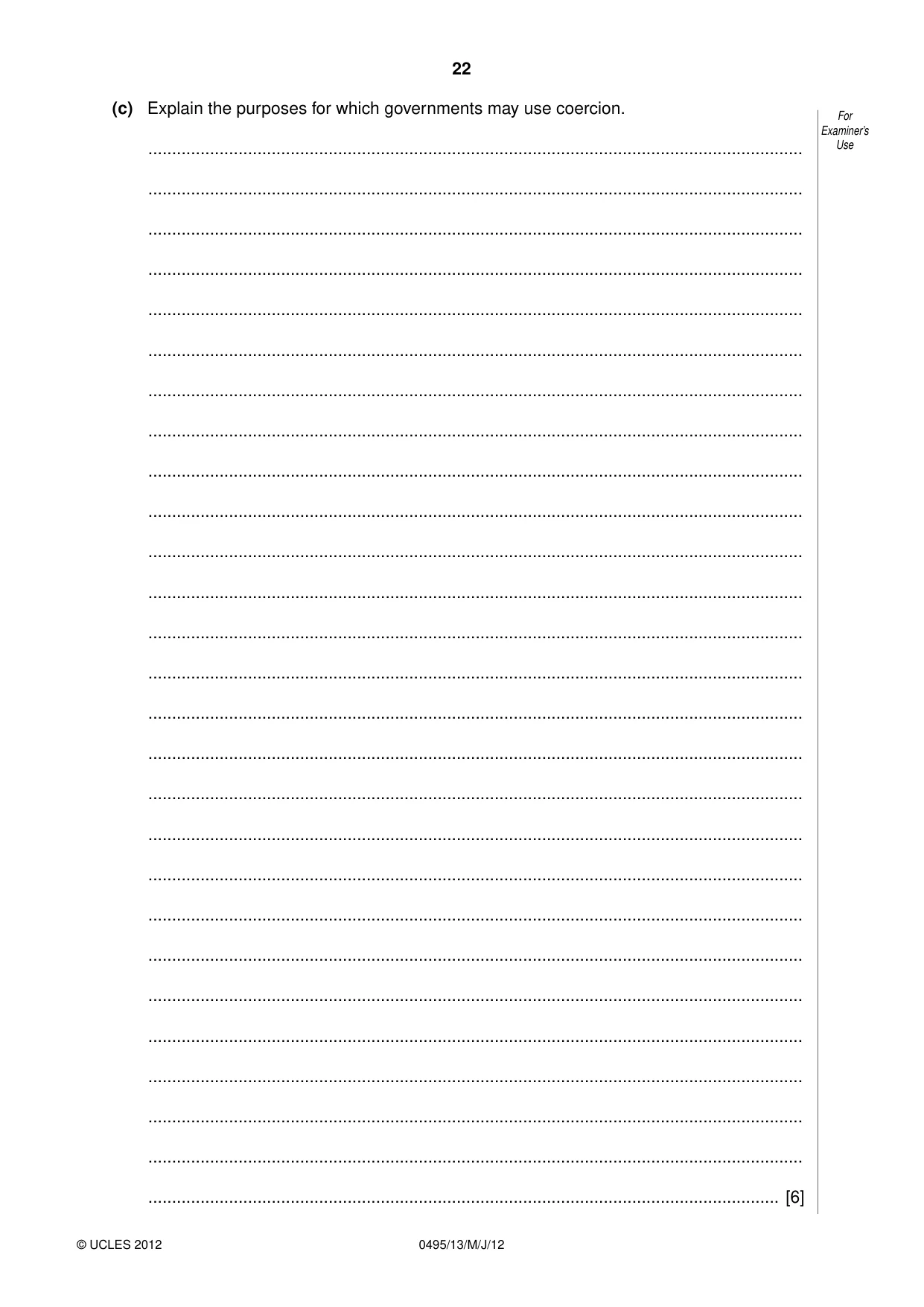 Cambridge IGCSE Sociology 0495 2012 May/June Paper 1 · Variant 3 question paper, page 22 of 28