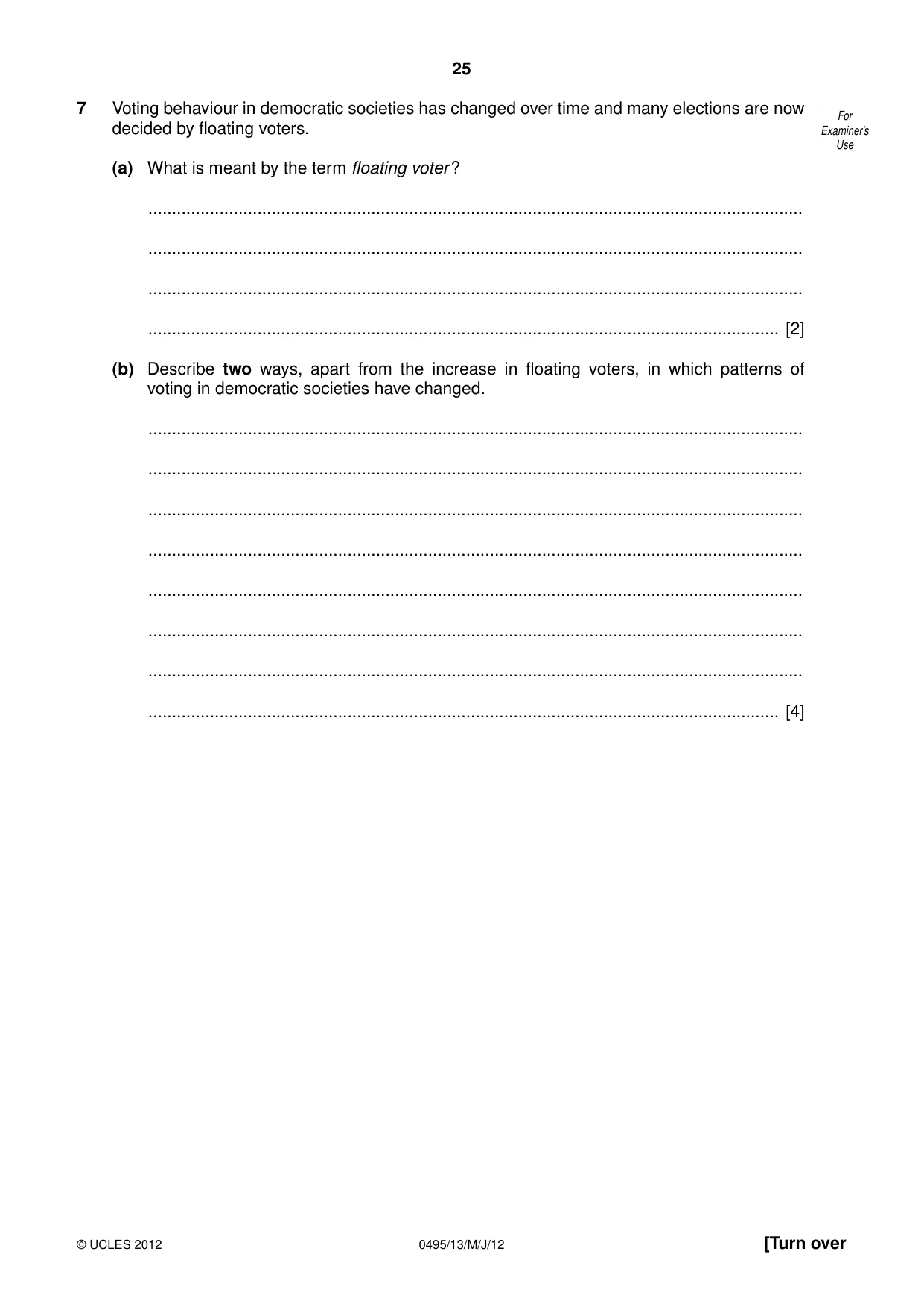 Cambridge IGCSE Sociology 0495 2012 May/June Paper 1 · Variant 3 question paper, page 25 of 28