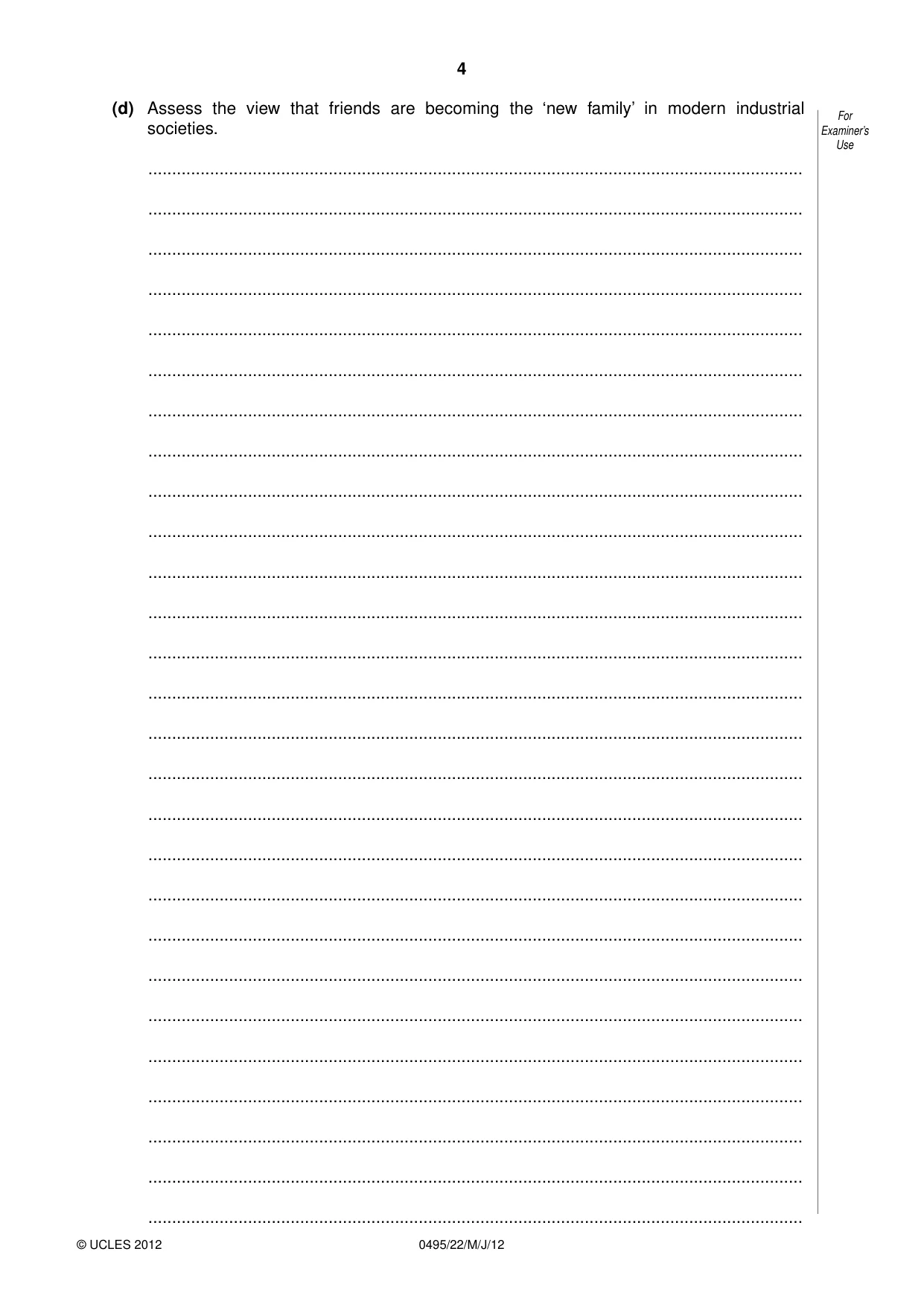 Cambridge IGCSE Sociology 0495 2012 May/June Paper 2 · Variant 2 question paper, page 4 of 36