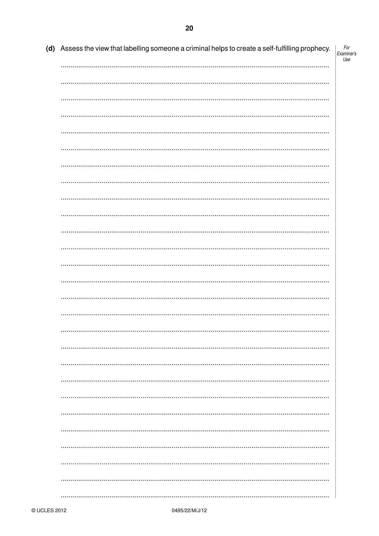 Cambridge IGCSE Sociology 0495 2012 May/June Paper 2 · Variant 2 question paper, page 20 of 36