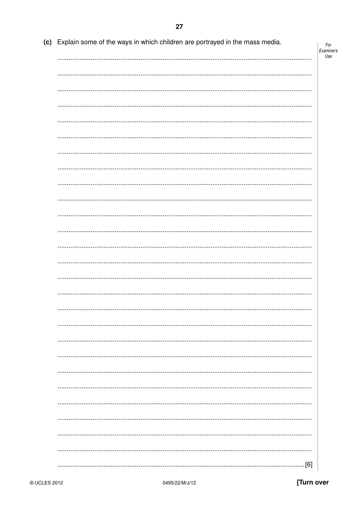 Cambridge IGCSE Sociology 0495 2012 May/June Paper 2 · Variant 2 question paper, page 27 of 36