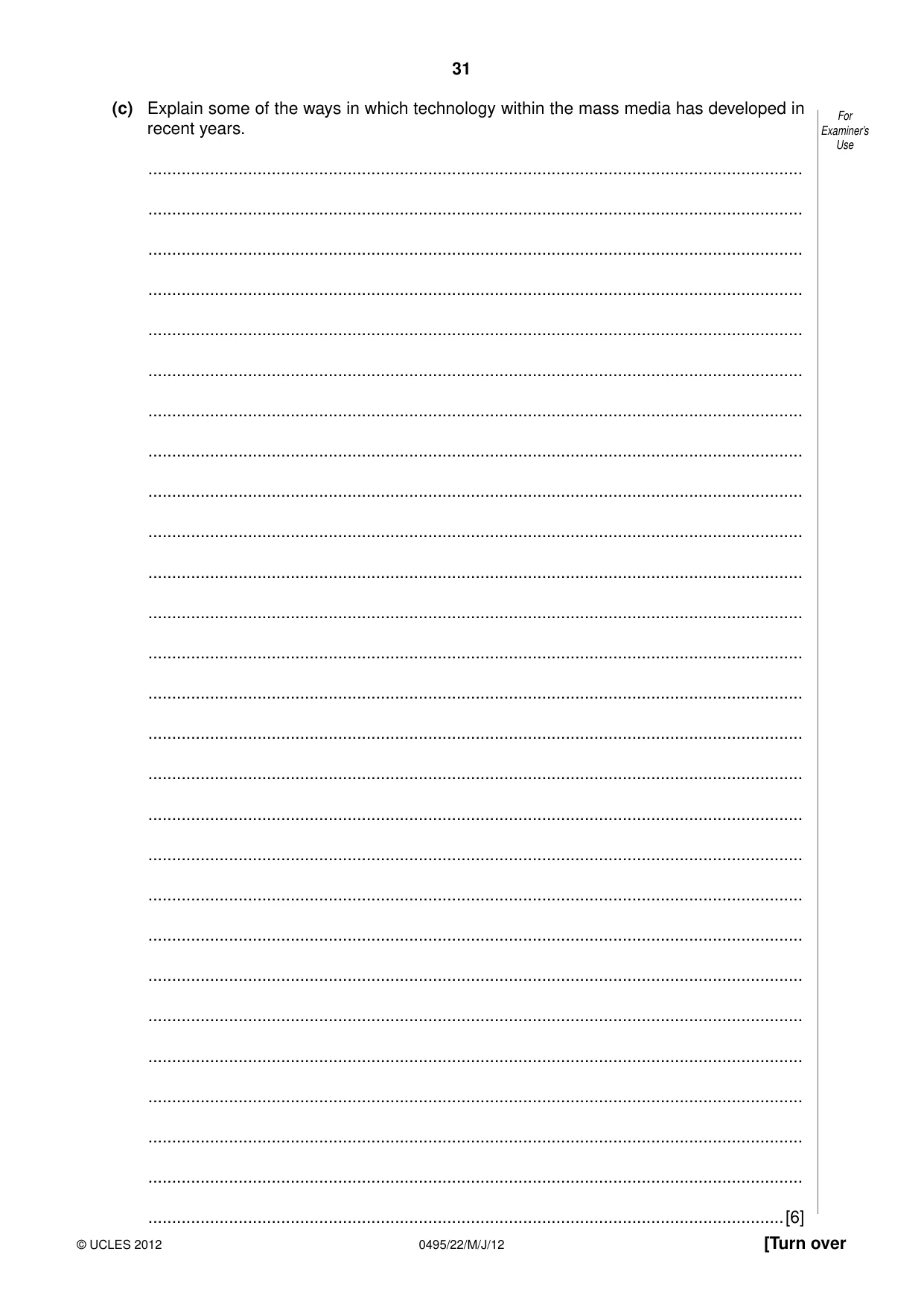 Cambridge IGCSE Sociology 0495 2012 May/June Paper 2 · Variant 2 question paper, page 31 of 36