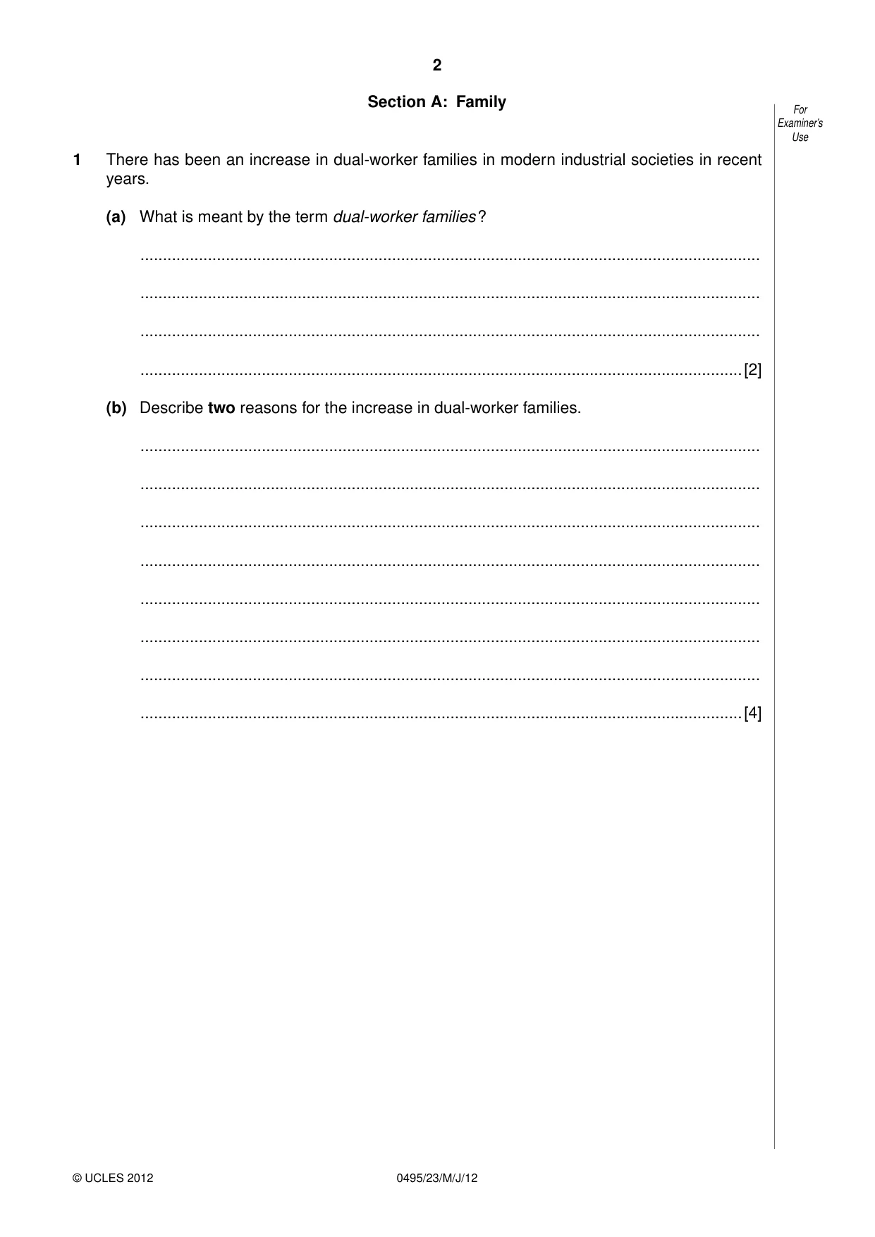 Cambridge IGCSE Sociology 0495 2012 May/June Paper 2 · Variant 3 question paper, page 2 of 36