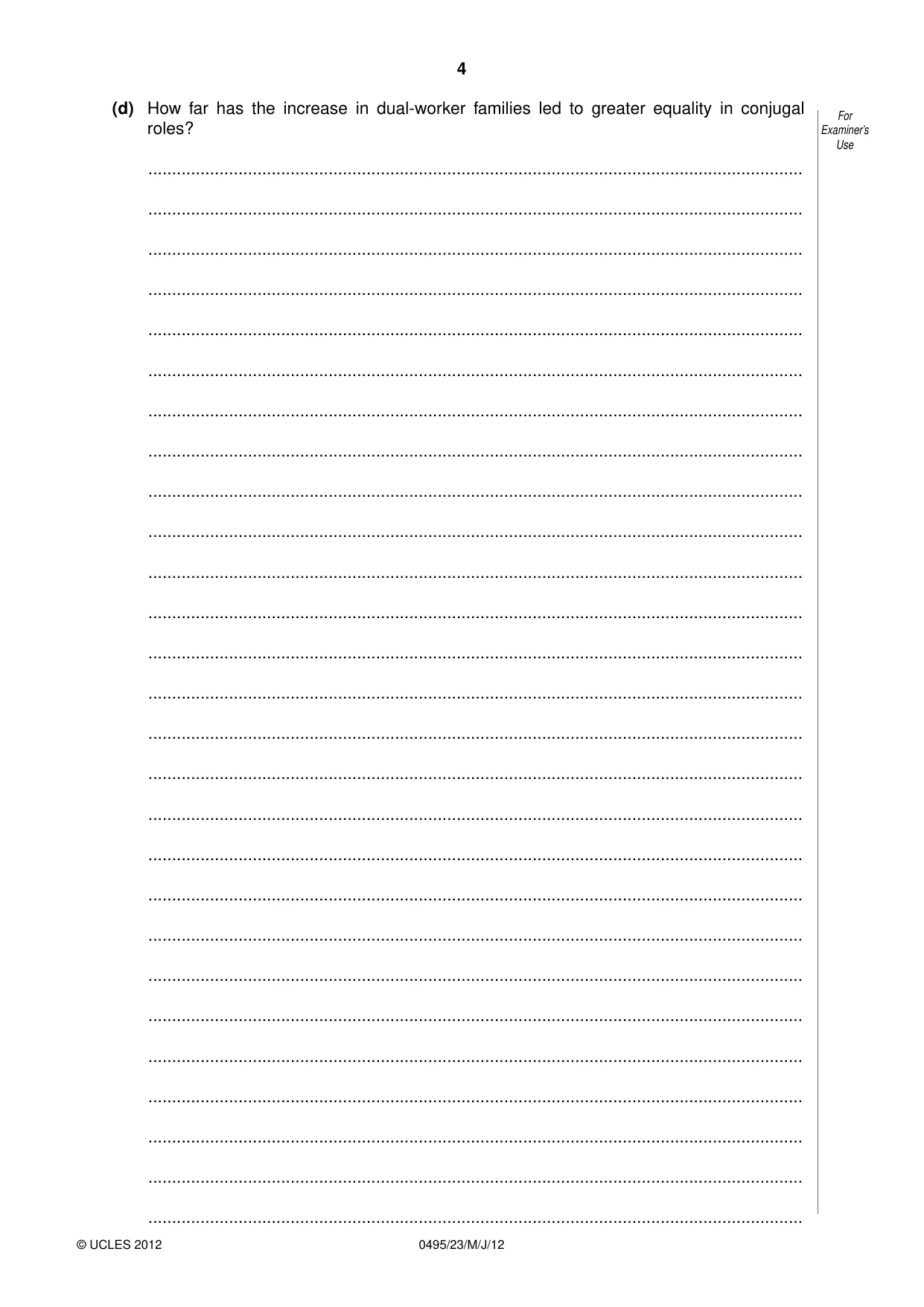 Cambridge IGCSE Sociology 0495 2012 May/June Paper 2 · Variant 3 question paper, page 4 of 36