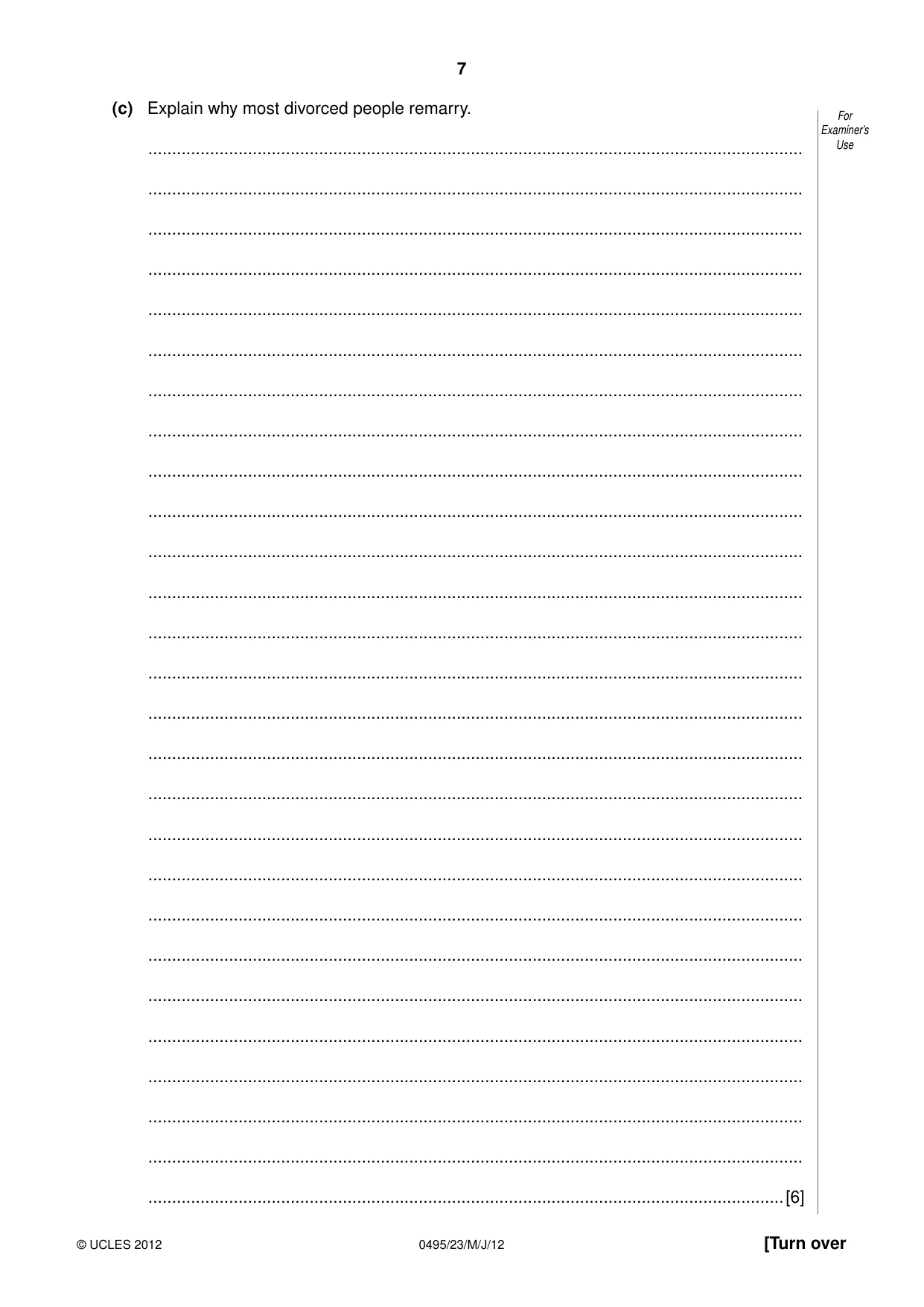 Cambridge IGCSE Sociology 0495 2012 May/June Paper 2 · Variant 3 question paper, page 7 of 36