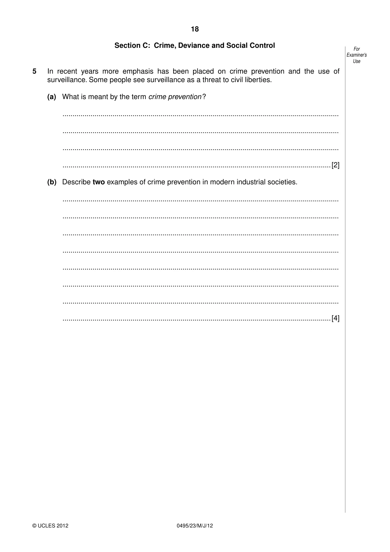 Cambridge IGCSE Sociology 0495 2012 May/June Paper 2 · Variant 3 question paper, page 18 of 36