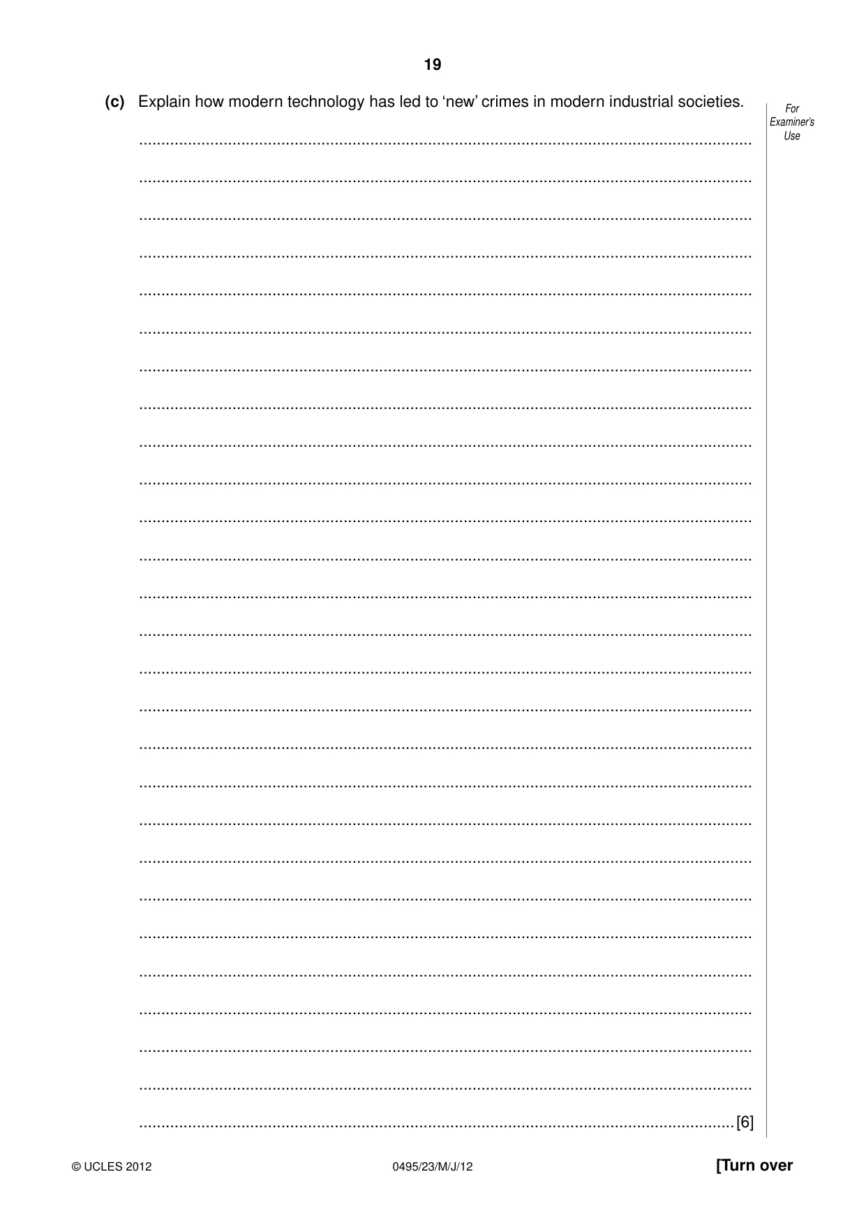 Cambridge IGCSE Sociology 0495 2012 May/June Paper 2 · Variant 3 question paper, page 19 of 36