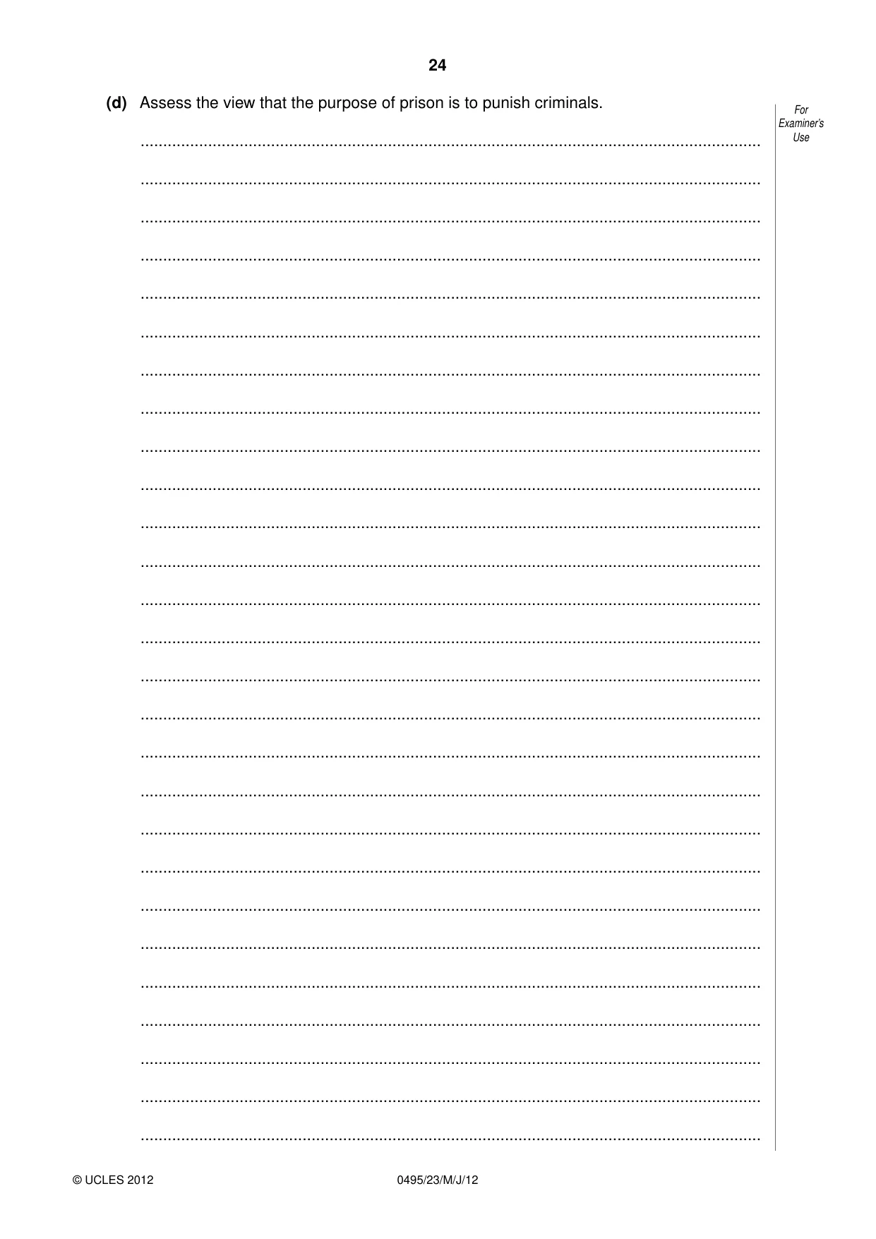 Cambridge IGCSE Sociology 0495 2012 May/June Paper 2 · Variant 3 question paper, page 24 of 36