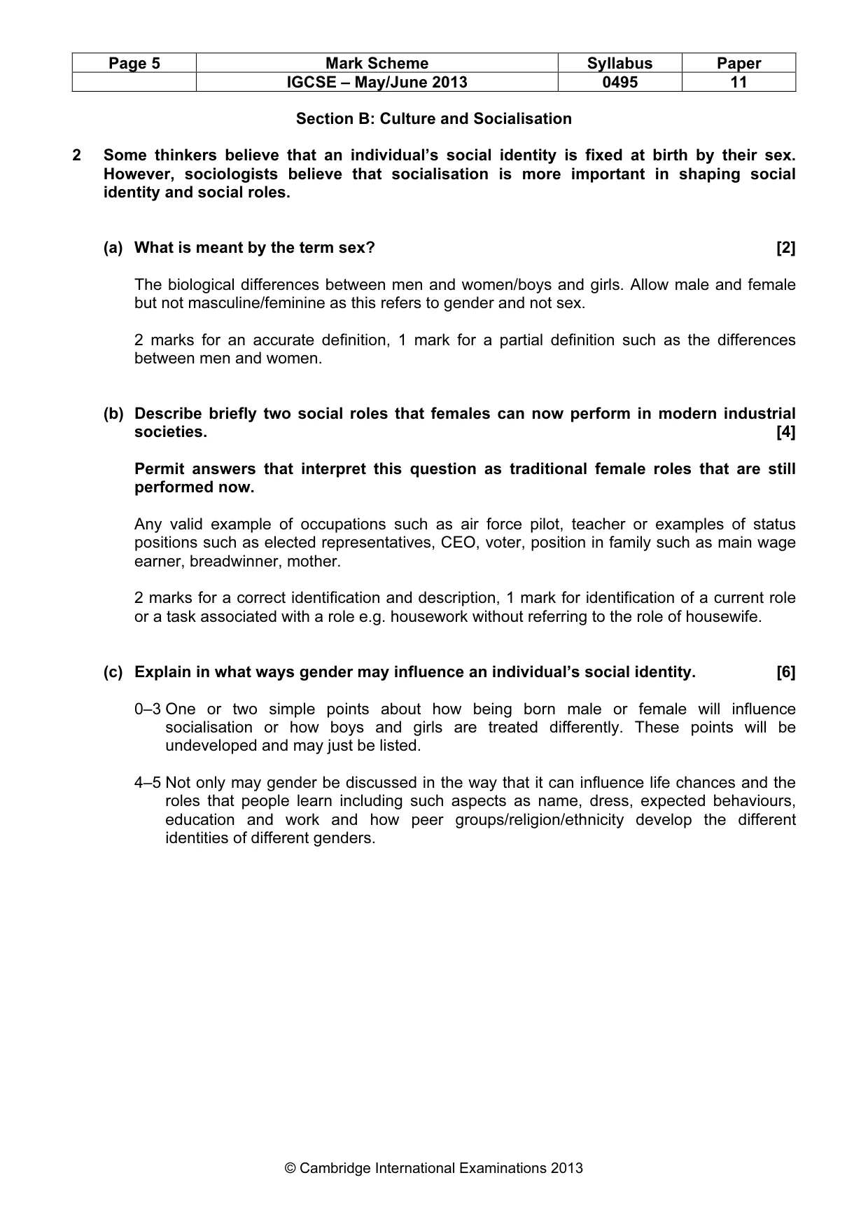 Mark scheme, page 5 of 13
