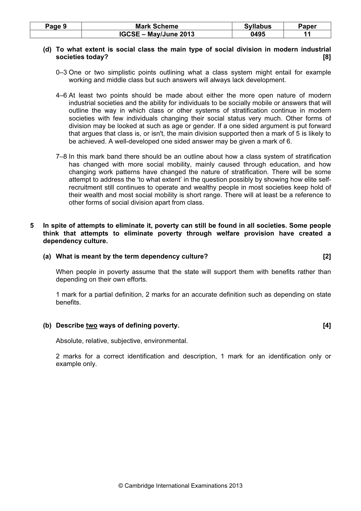 Mark scheme, page 9 of 13