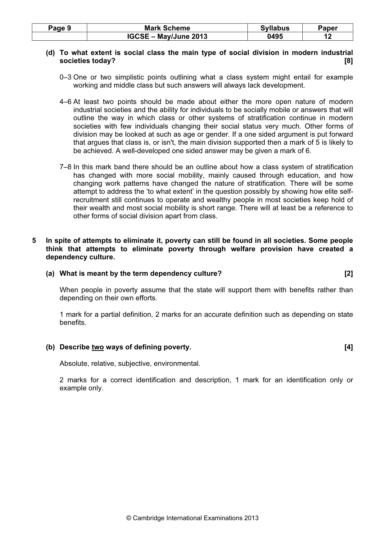 Mark scheme, page 9 of 13