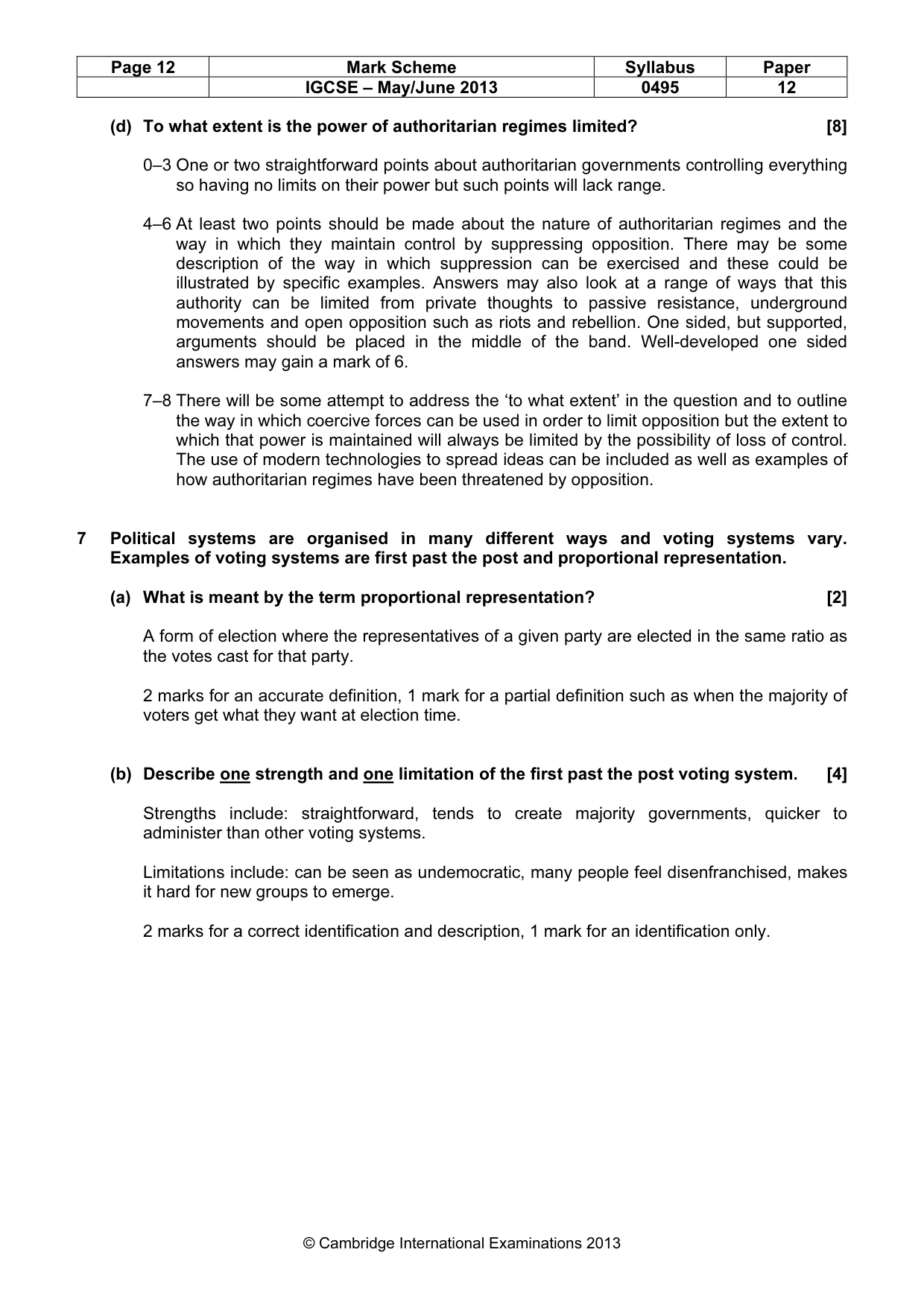 Mark scheme, page 12 of 13