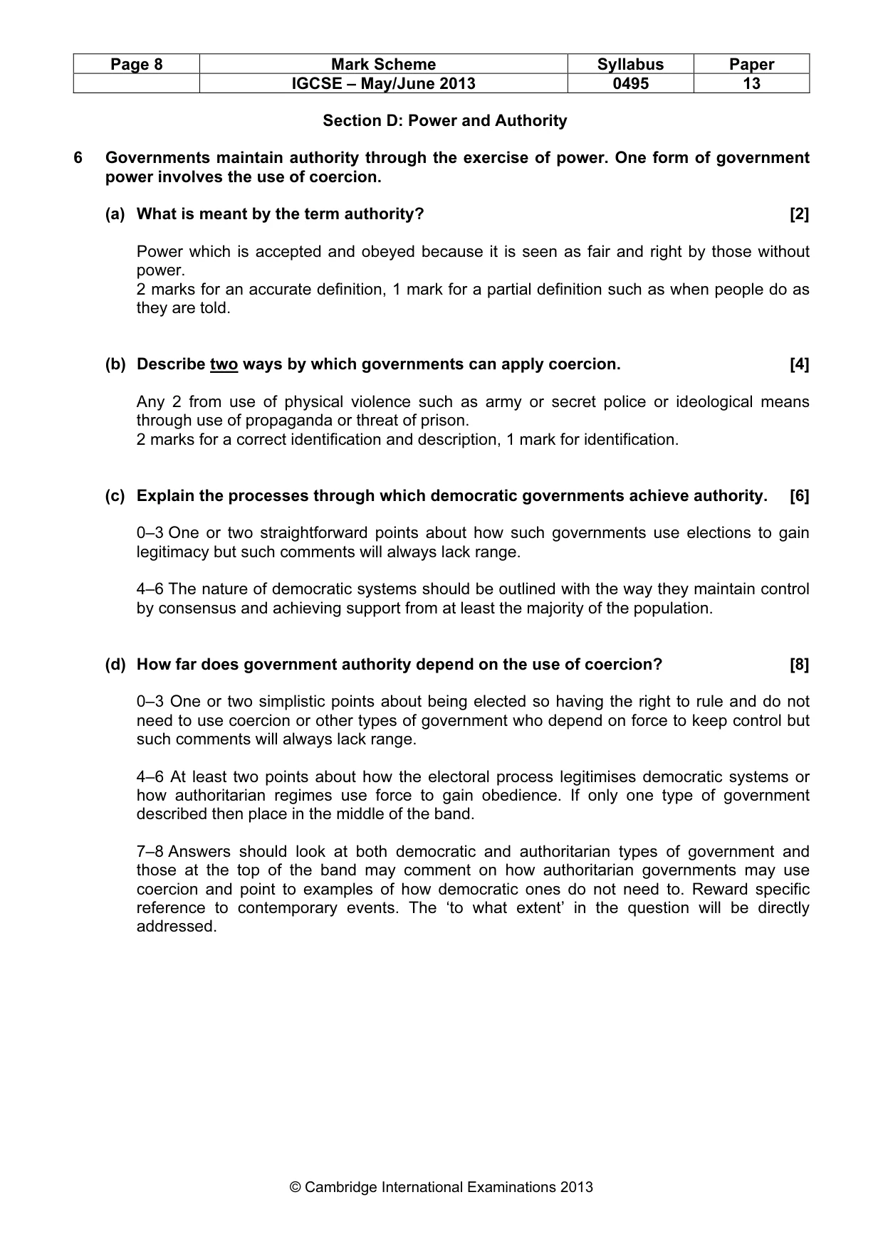 Mark scheme, page 8 of 9