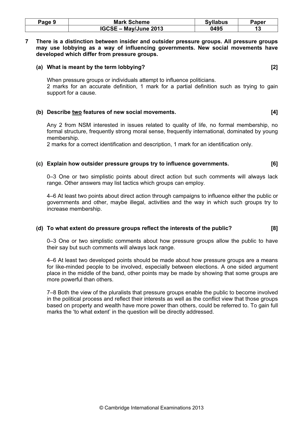 Mark scheme, page 9 of 9