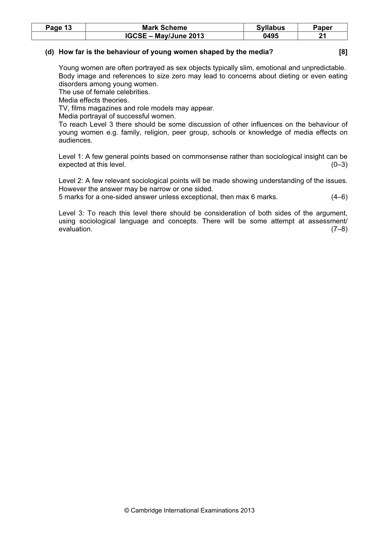 Mark scheme, page 13 of 14