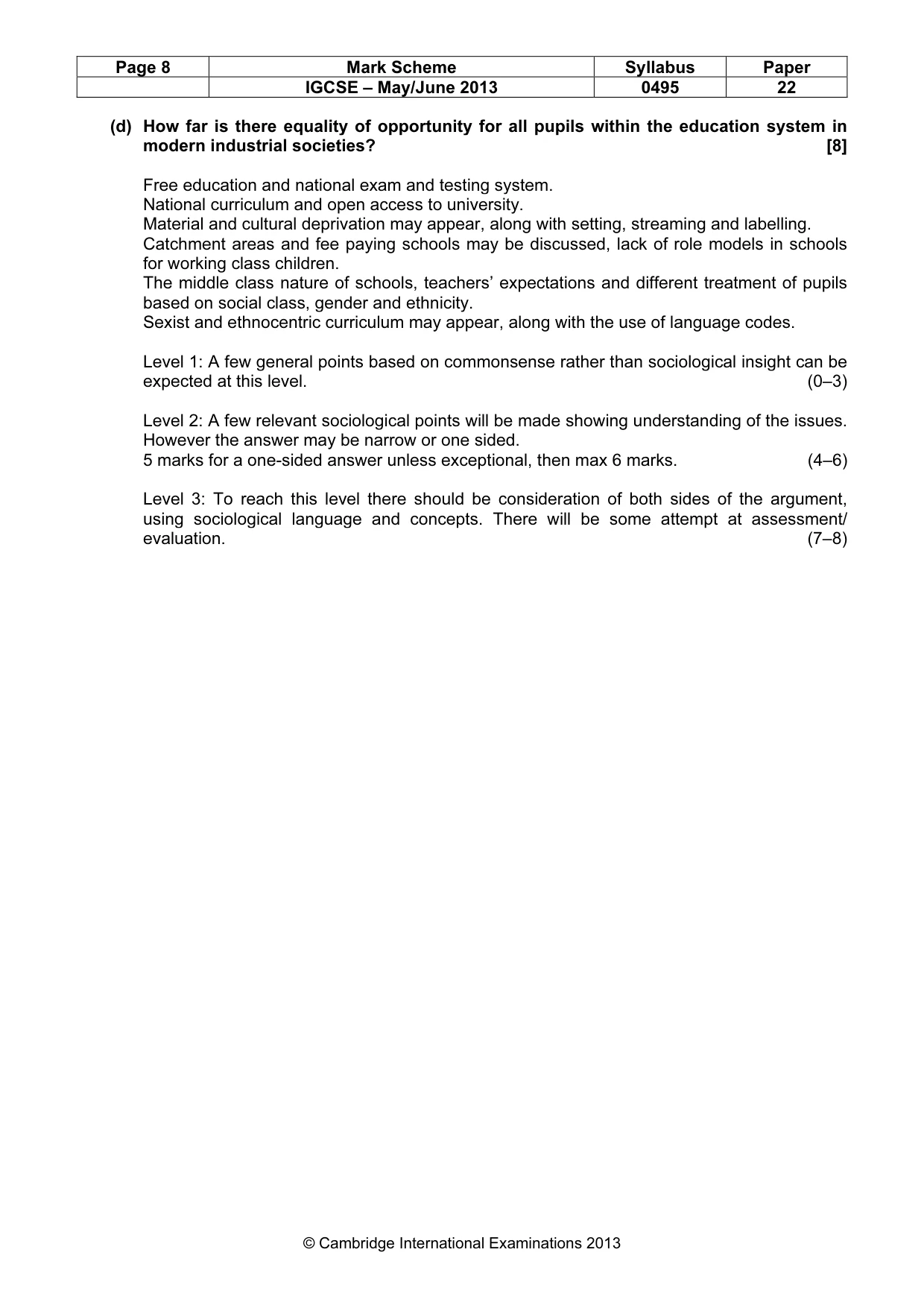 Mark scheme, page 8 of 14