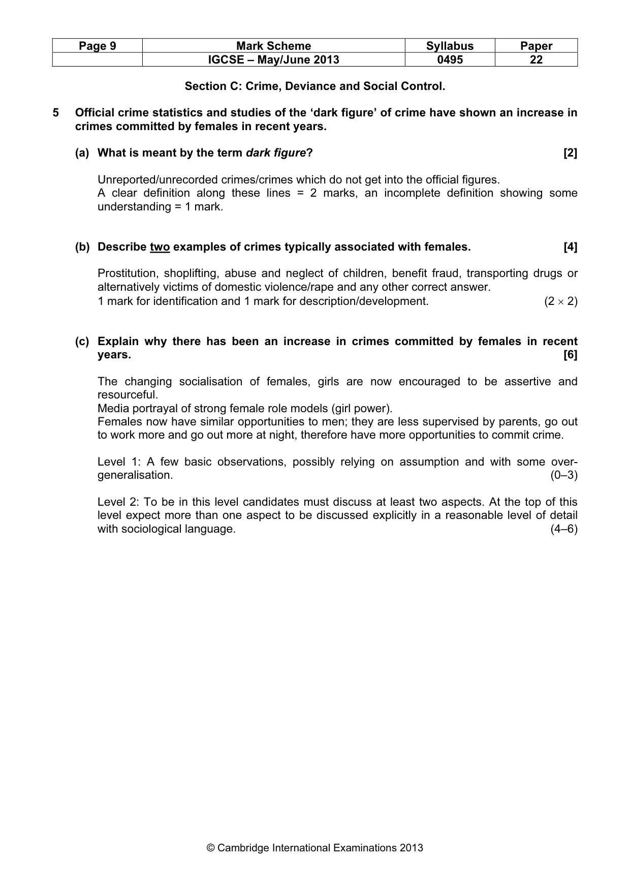 Mark scheme, page 9 of 14