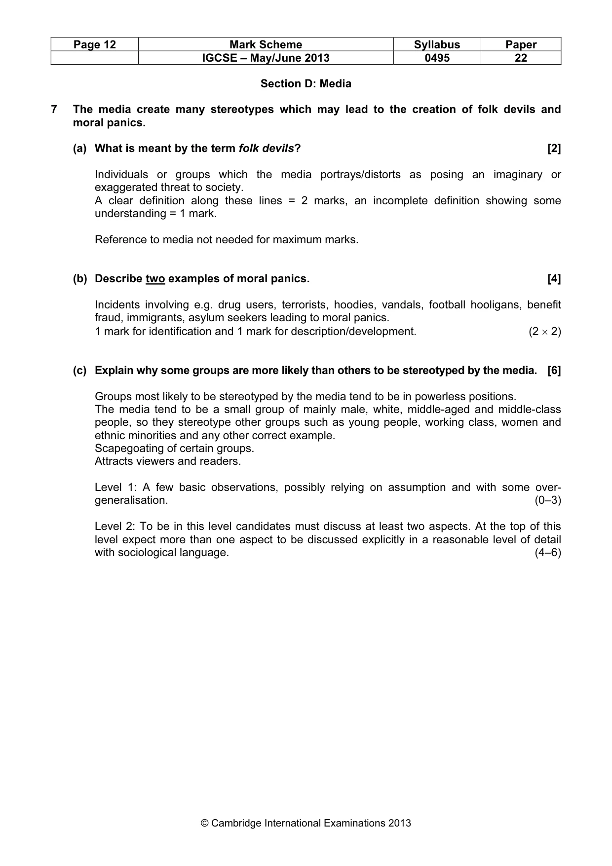 Mark scheme, page 12 of 14
