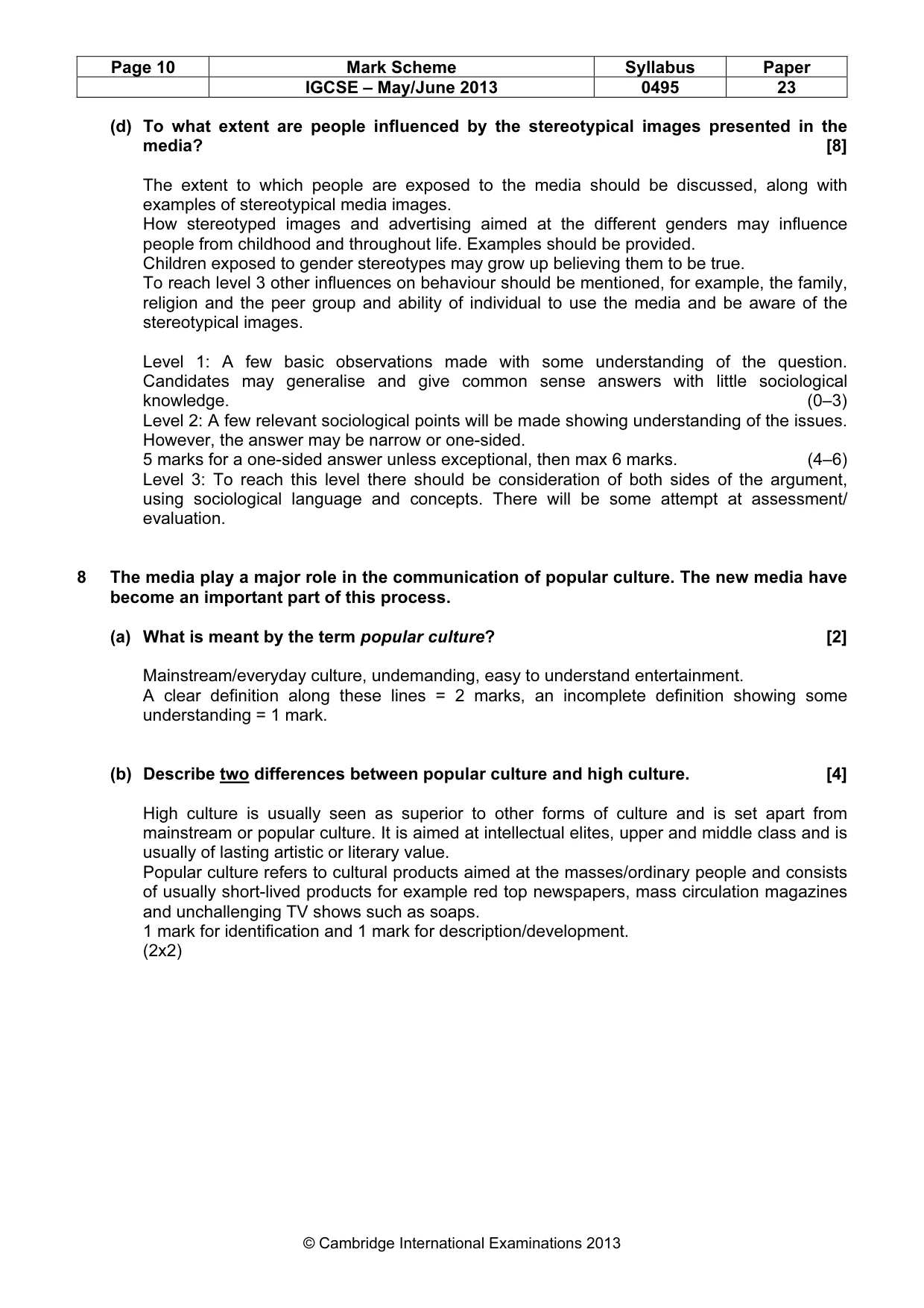 Mark scheme, page 10 of 11