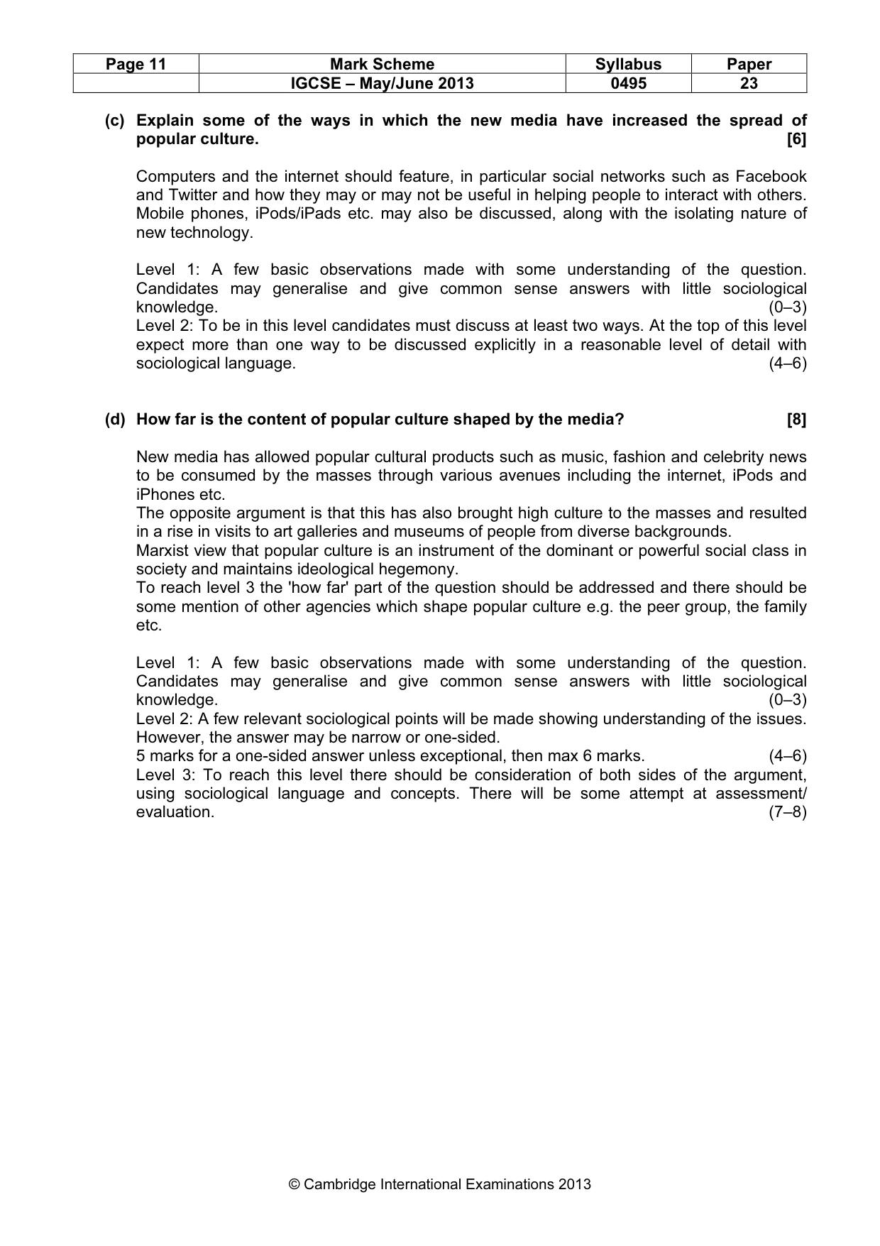 Mark scheme, page 11 of 11