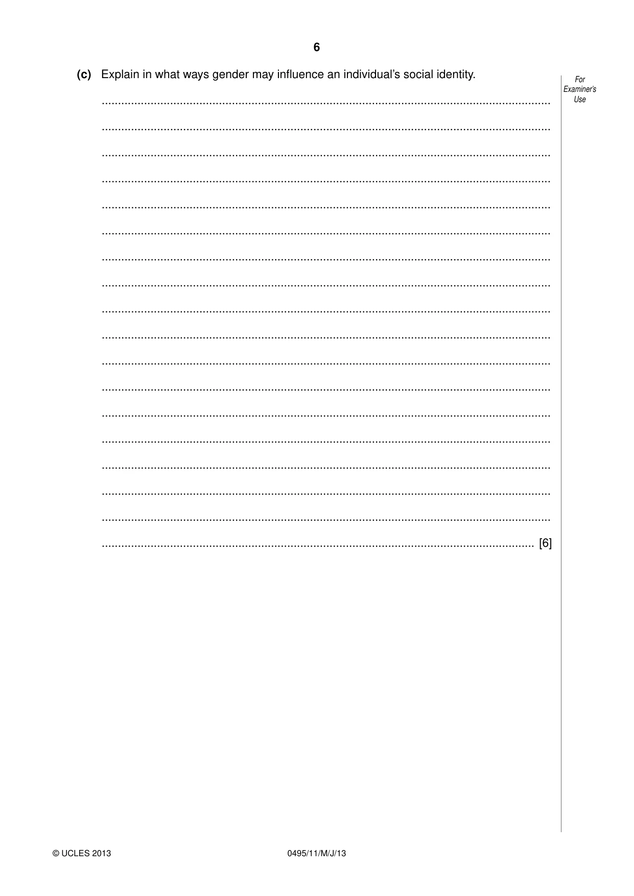 Cambridge IGCSE Sociology 0495 2013 May/June Paper 1 · Variant 1 question paper, page 6 of 24