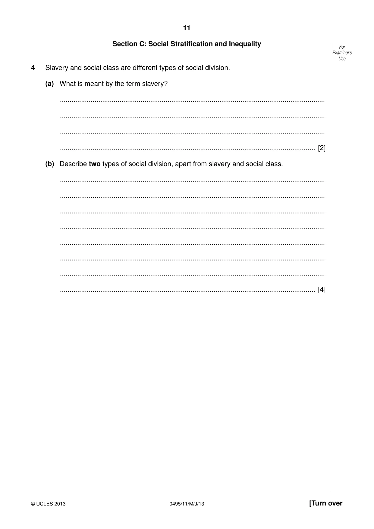 Cambridge IGCSE Sociology 0495 2013 May/June Paper 1 · Variant 1 question paper, page 11 of 24