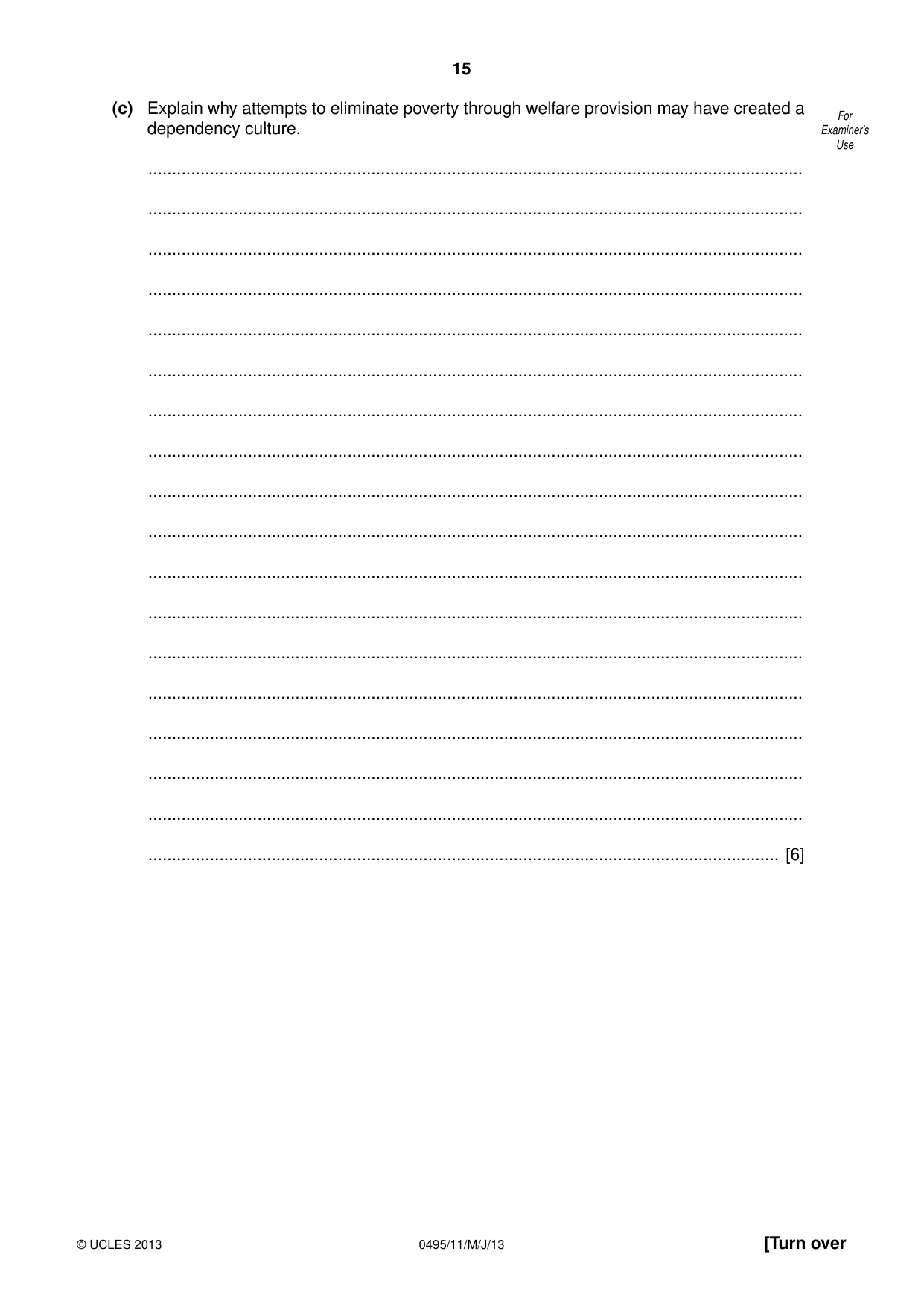 Cambridge IGCSE Sociology 0495 2013 May/June Paper 1 · Variant 1 question paper, page 15 of 24