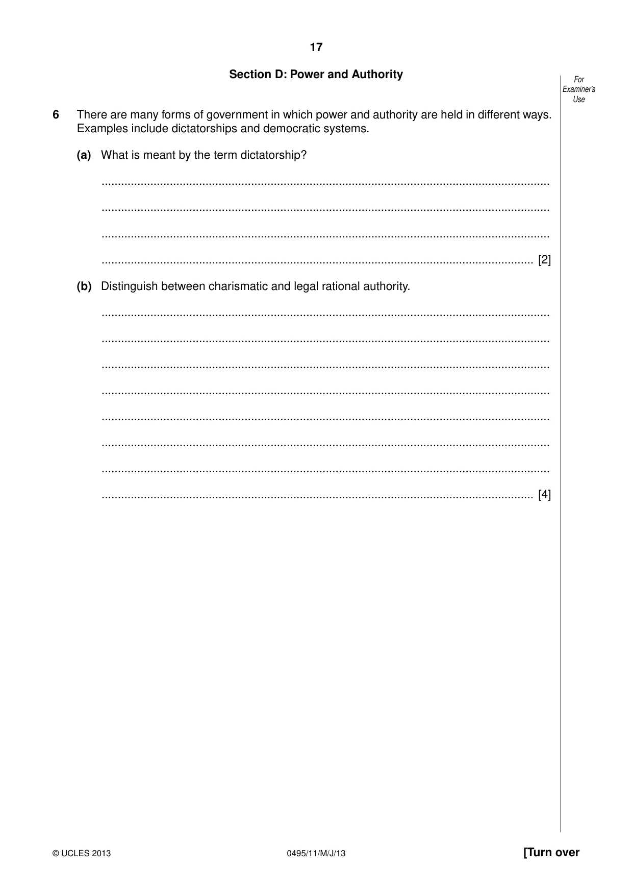 Cambridge IGCSE Sociology 0495 2013 May/June Paper 1 · Variant 1 question paper, page 17 of 24