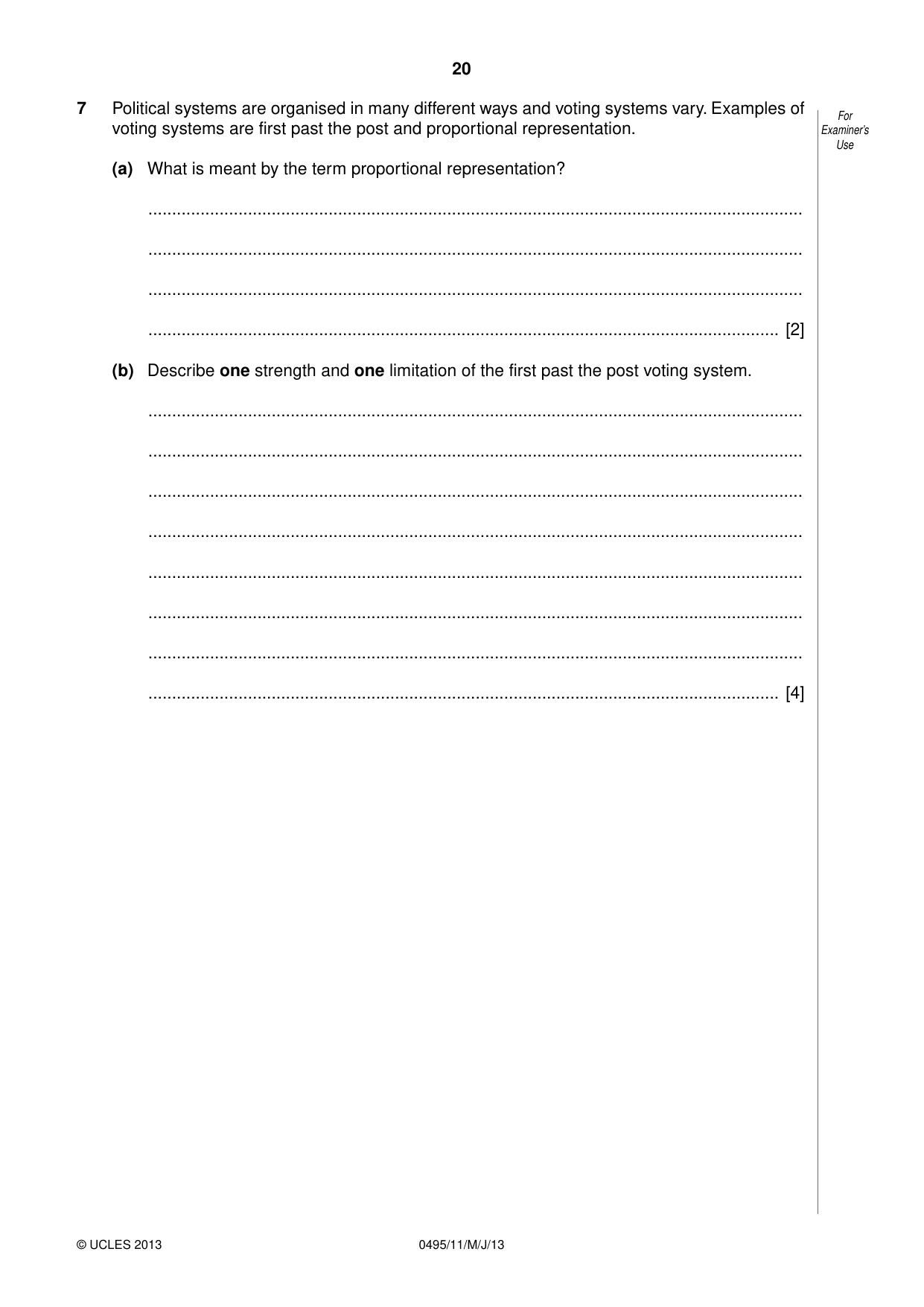 Cambridge IGCSE Sociology 0495 2013 May/June Paper 1 · Variant 1 question paper, page 20 of 24