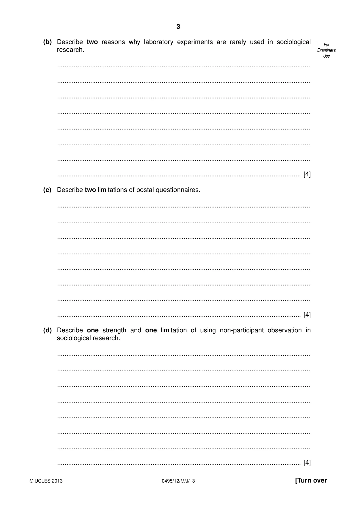 Cambridge IGCSE Sociology 0495 2013 May/June Paper 1 · Variant 2 question paper, page 3 of 24
