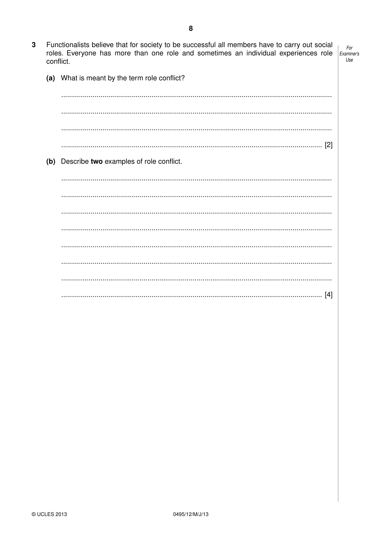 Cambridge IGCSE Sociology 0495 2013 May/June Paper 1 · Variant 2 question paper, page 8 of 24