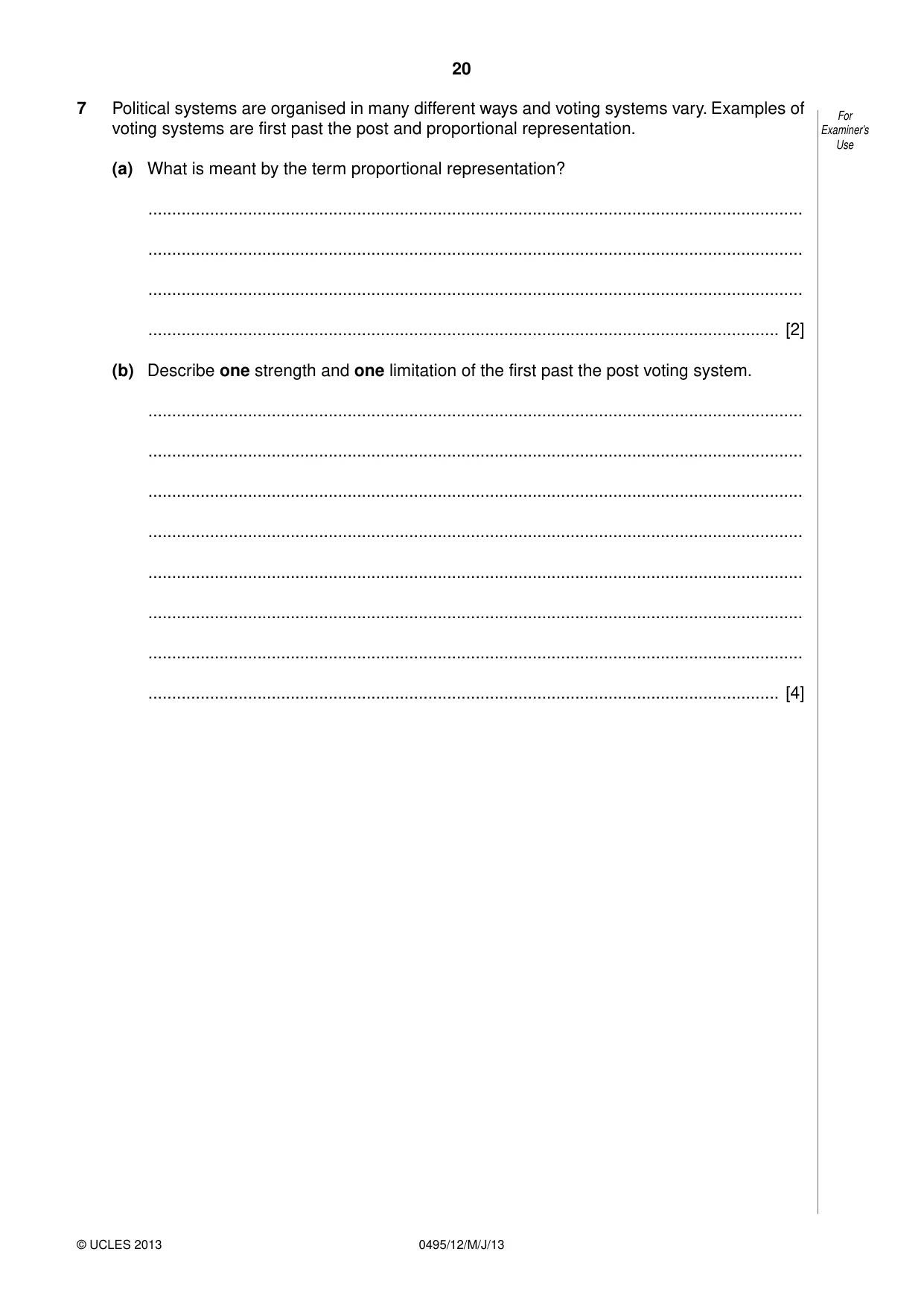 Cambridge IGCSE Sociology 0495 2013 May/June Paper 1 · Variant 2 question paper, page 20 of 24