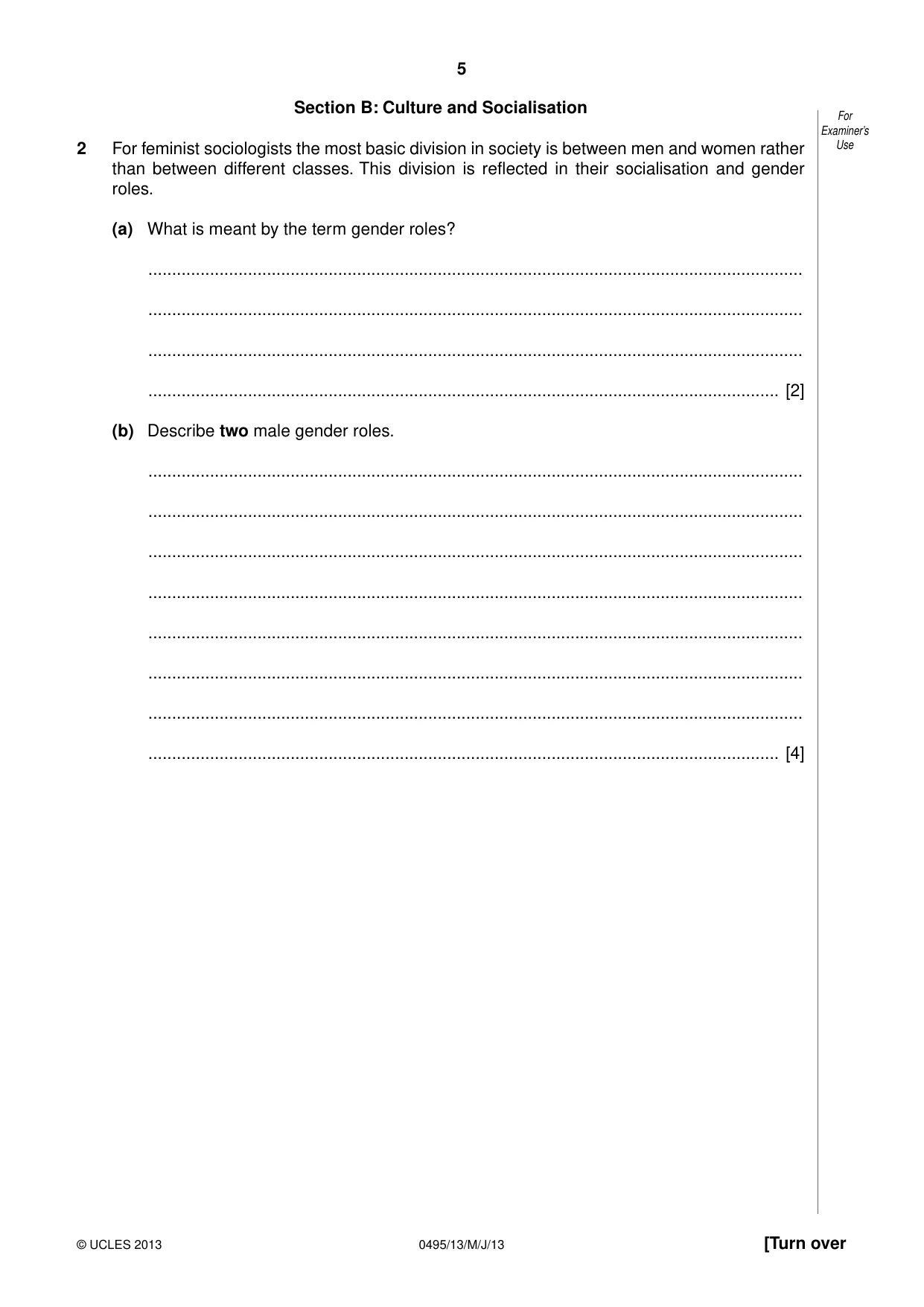 Cambridge IGCSE Sociology 0495 2013 May/June Paper 1 · Variant 3 question paper, page 5 of 28