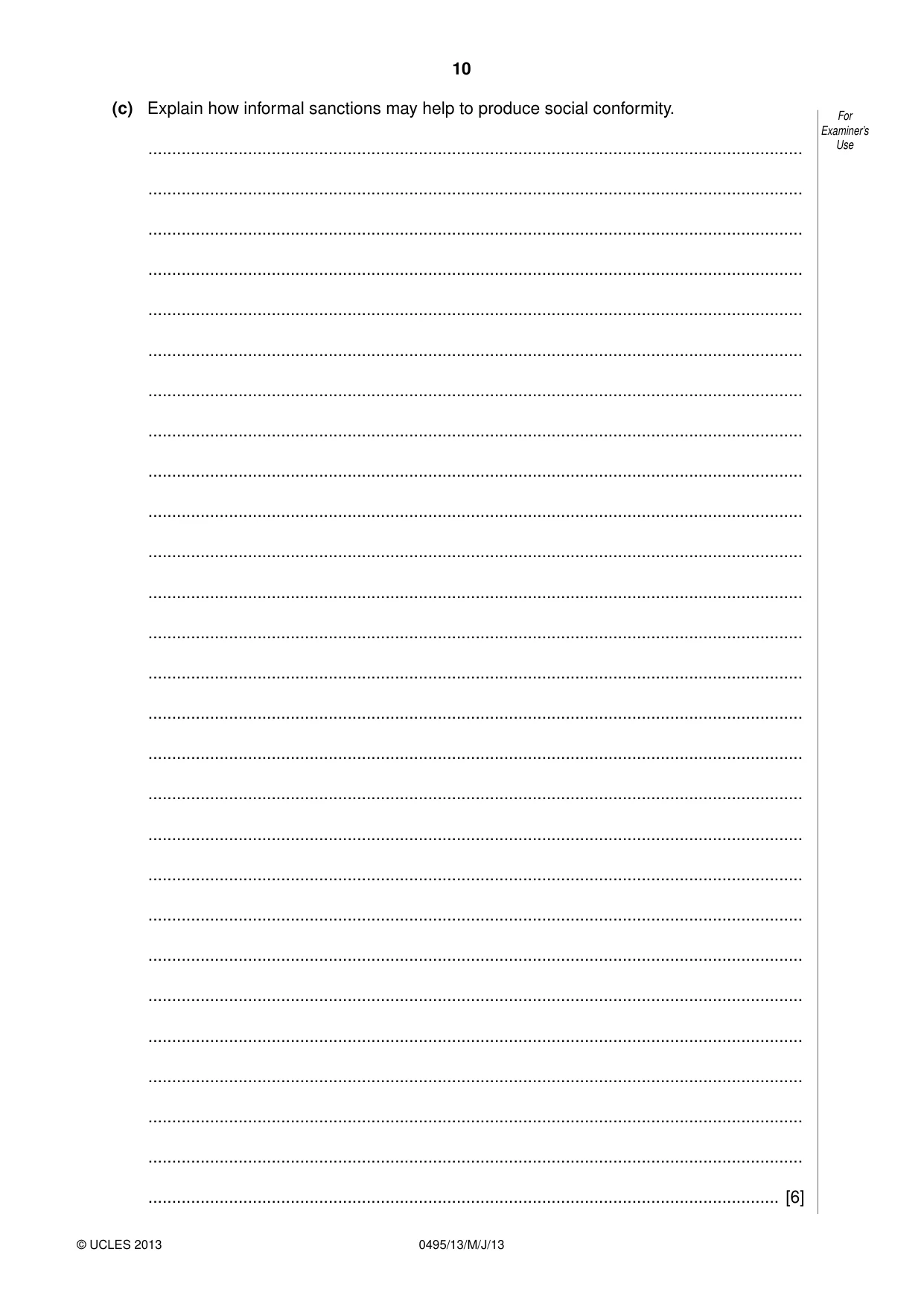 Cambridge IGCSE Sociology 0495 2013 May/June Paper 1 · Variant 3 question paper, page 10 of 28