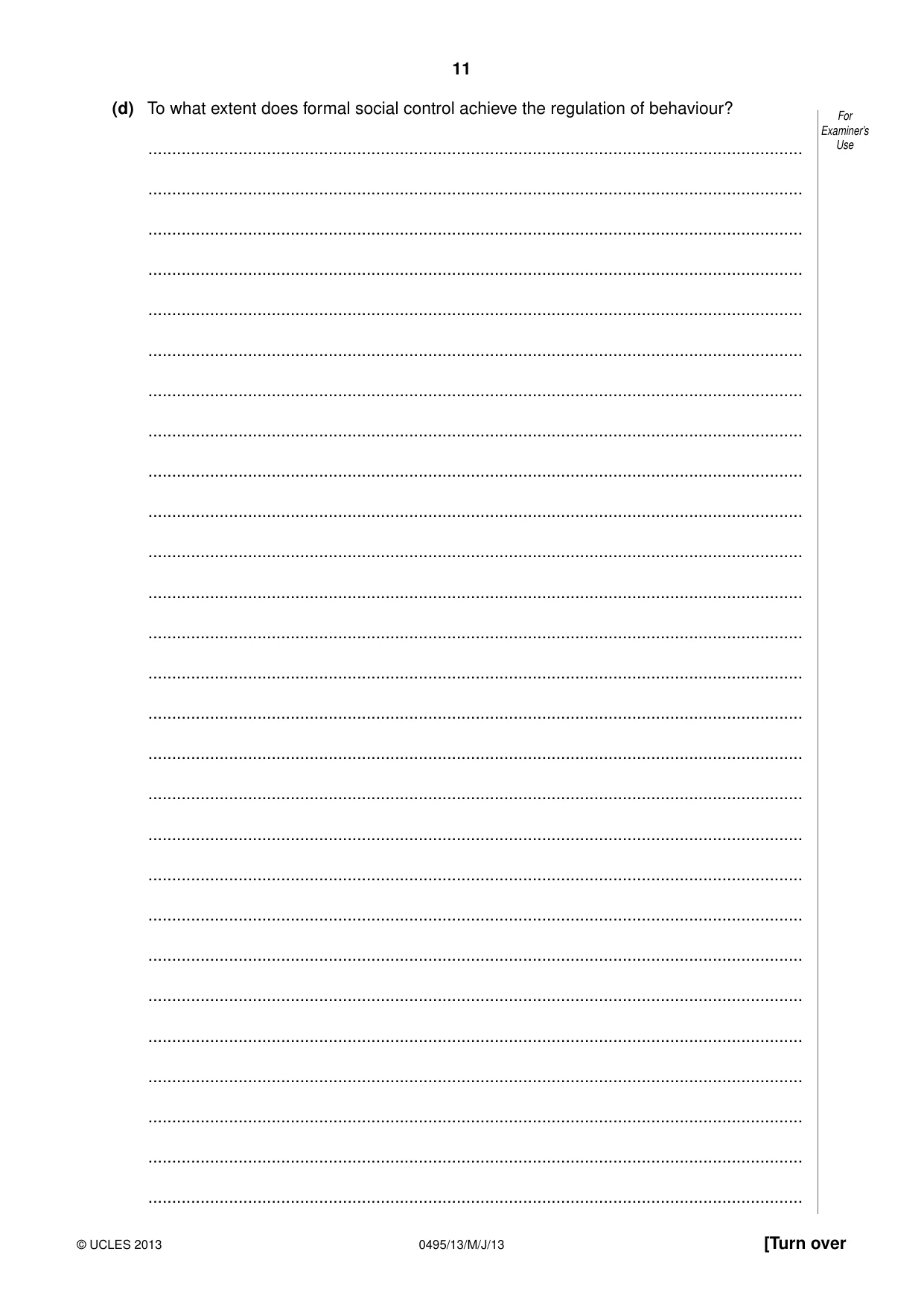 Cambridge IGCSE Sociology 0495 2013 May/June Paper 1 · Variant 3 question paper, page 11 of 28