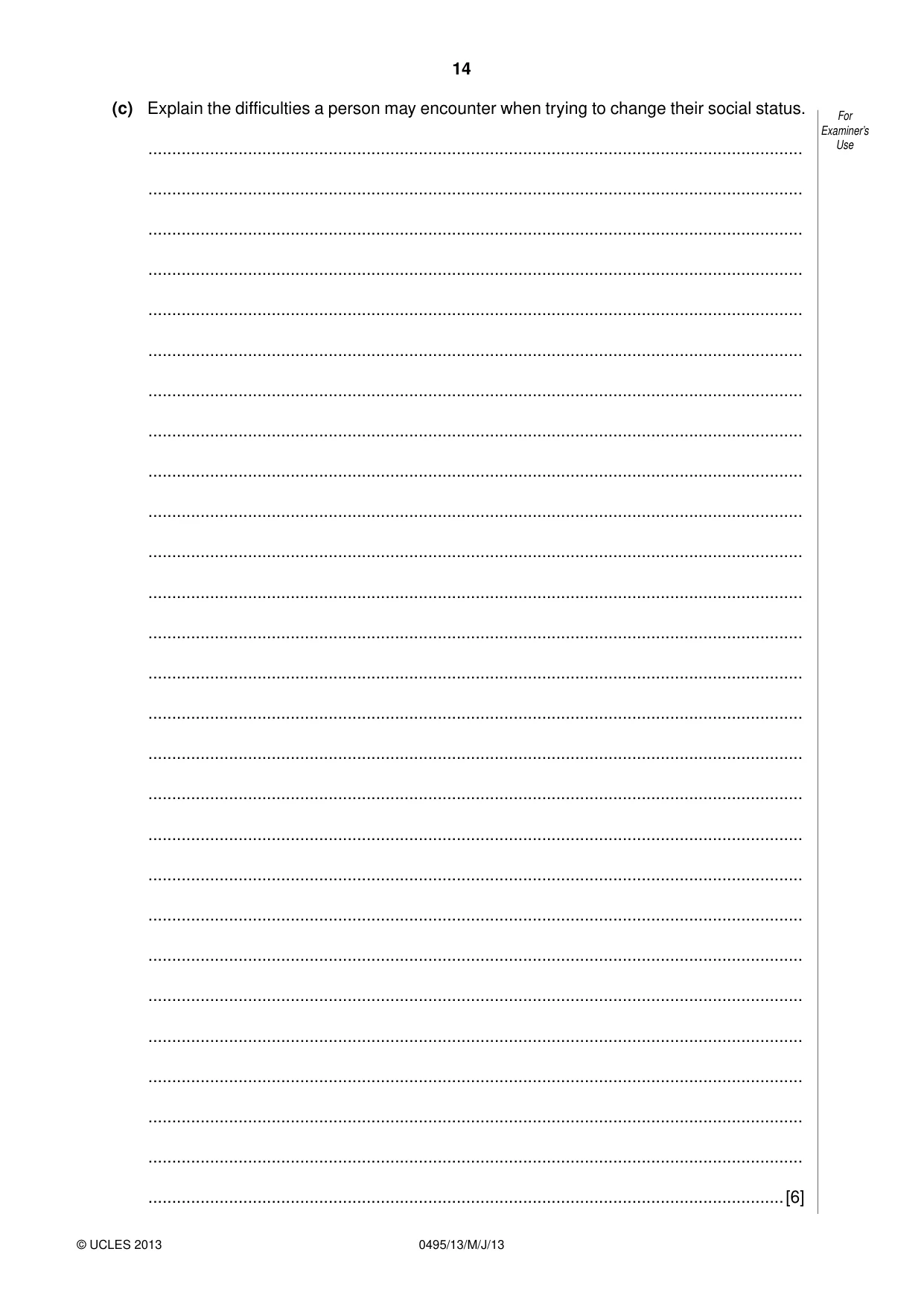 Cambridge IGCSE Sociology 0495 2013 May/June Paper 1 · Variant 3 question paper, page 14 of 28