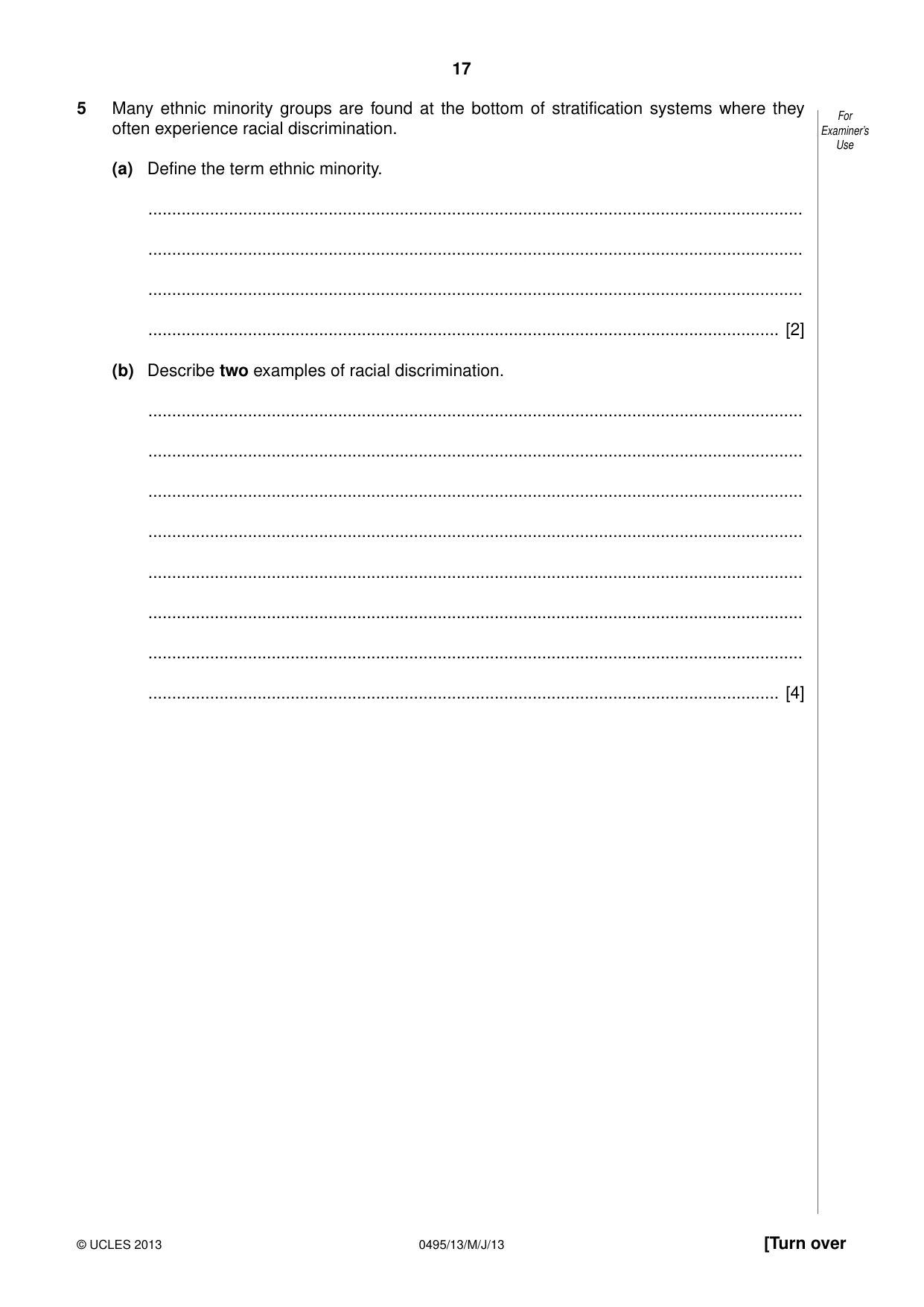 Cambridge IGCSE Sociology 0495 2013 May/June Paper 1 · Variant 3 question paper, page 17 of 28