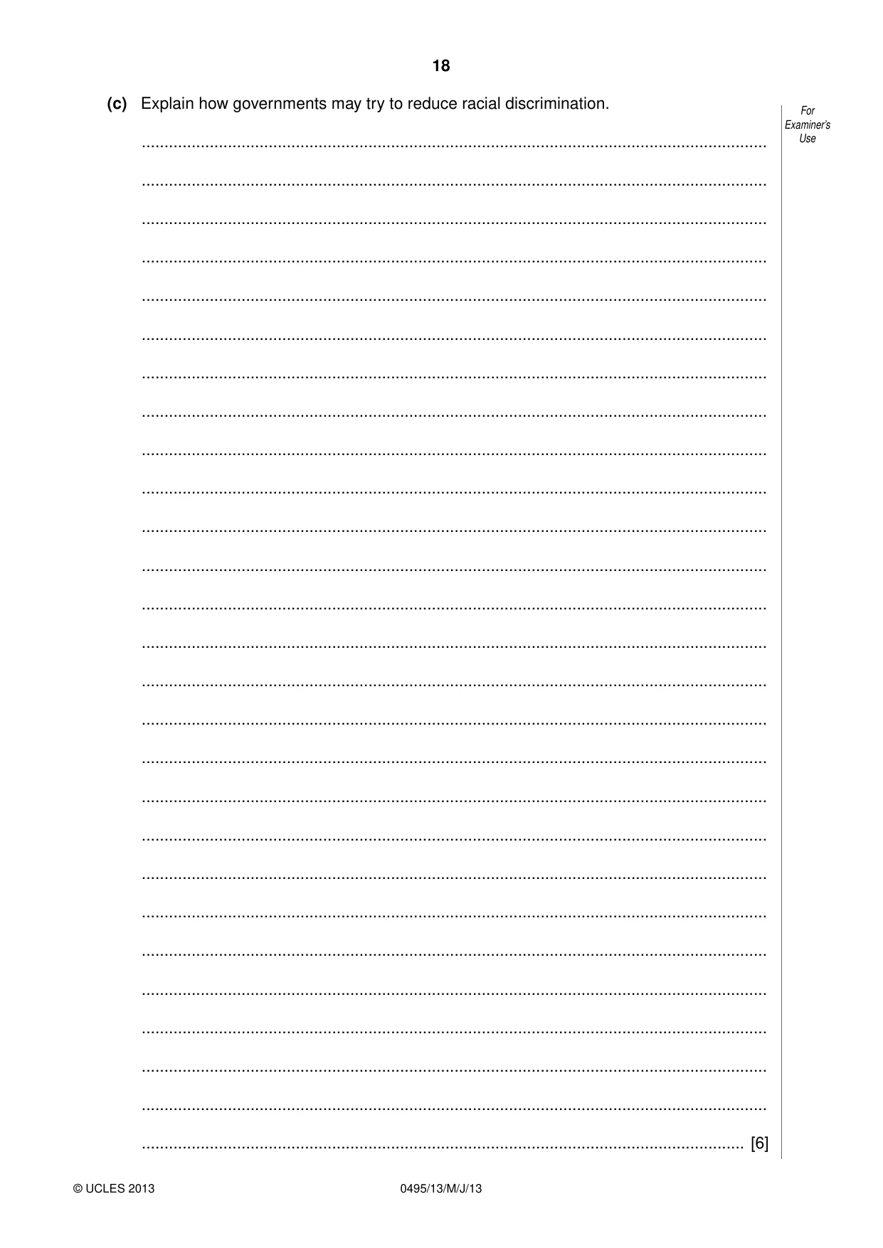 Cambridge IGCSE Sociology 0495 2013 May/June Paper 1 · Variant 3 question paper, page 18 of 28