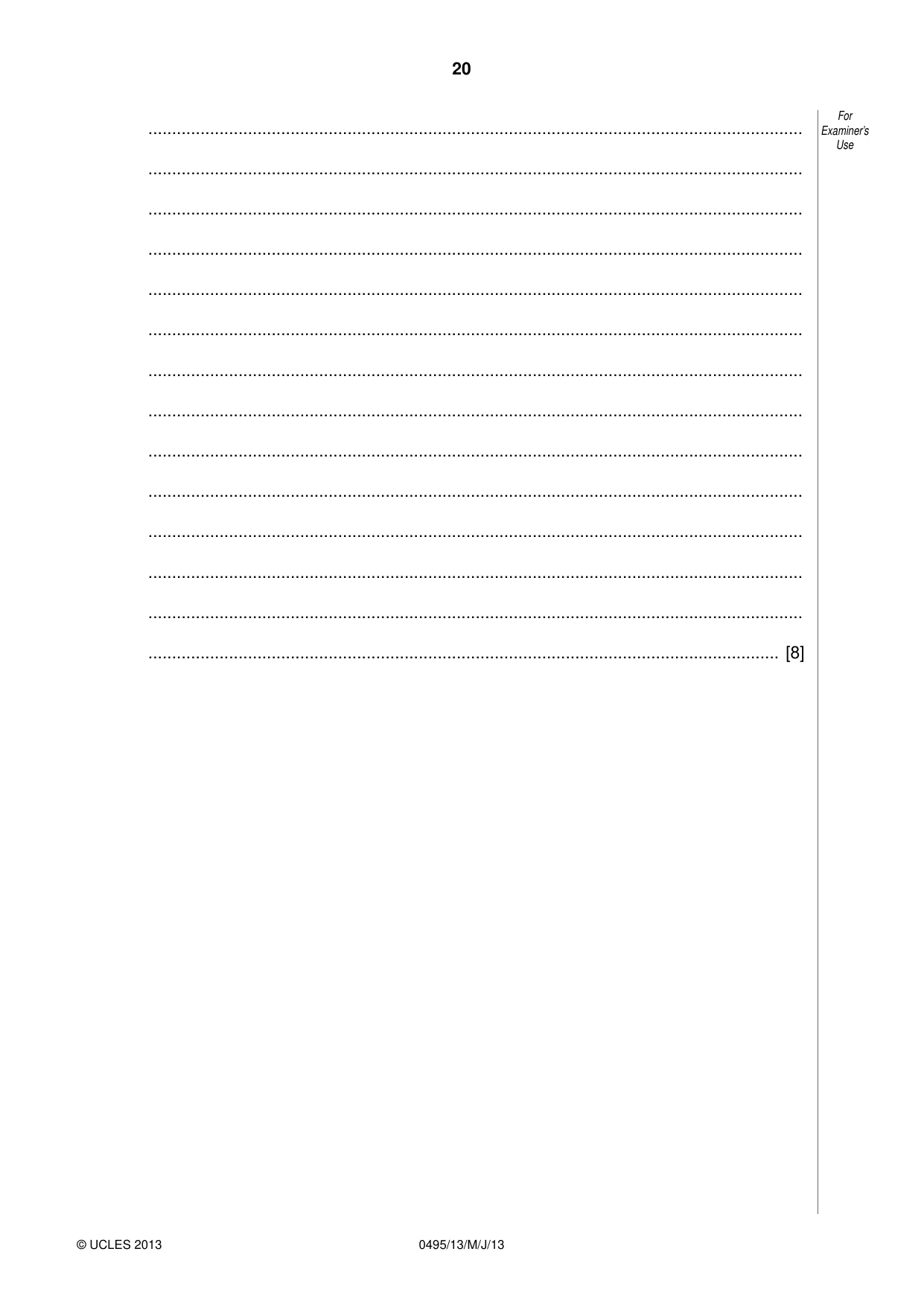 Cambridge IGCSE Sociology 0495 2013 May/June Paper 1 · Variant 3 question paper, page 20 of 28