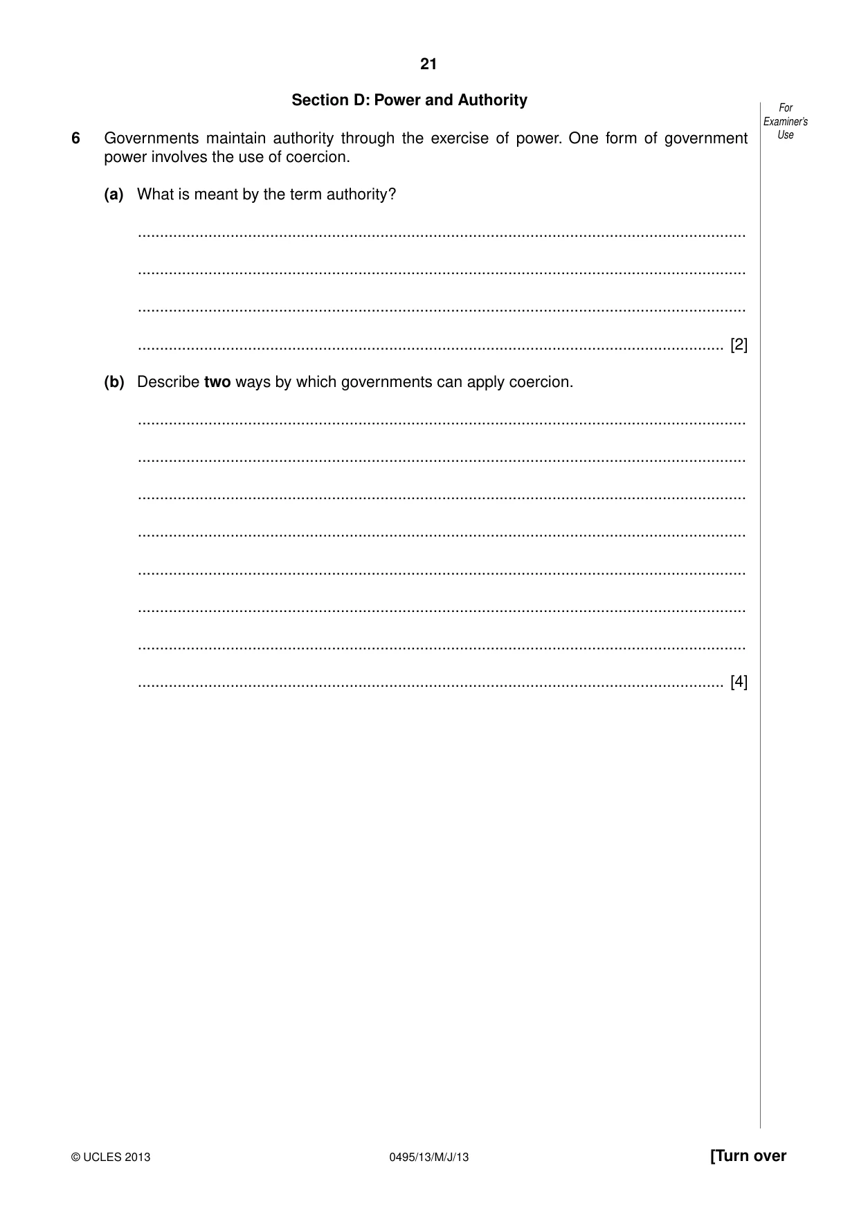 Cambridge IGCSE Sociology 0495 2013 May/June Paper 1 · Variant 3 question paper, page 21 of 28