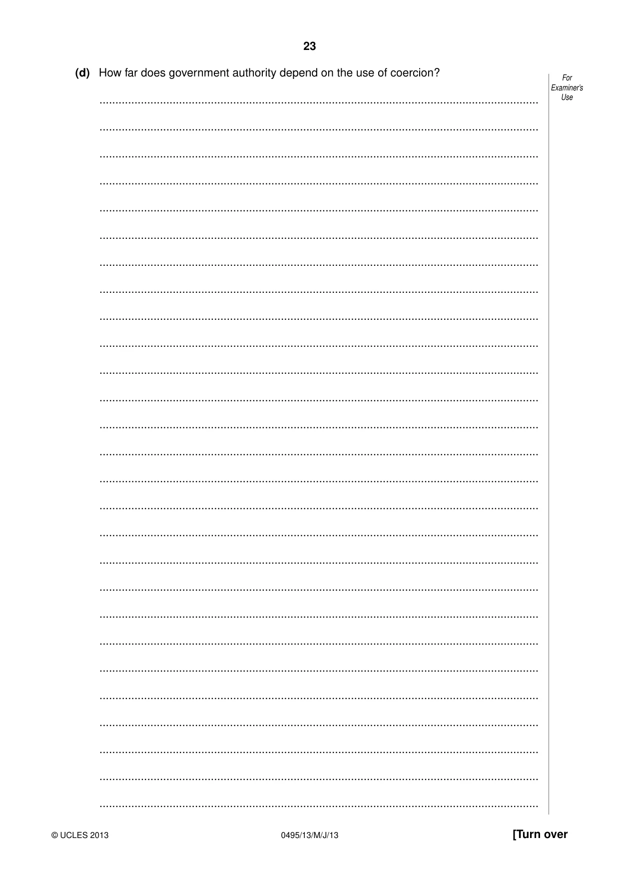 Cambridge IGCSE Sociology 0495 2013 May/June Paper 1 · Variant 3 question paper, page 23 of 28