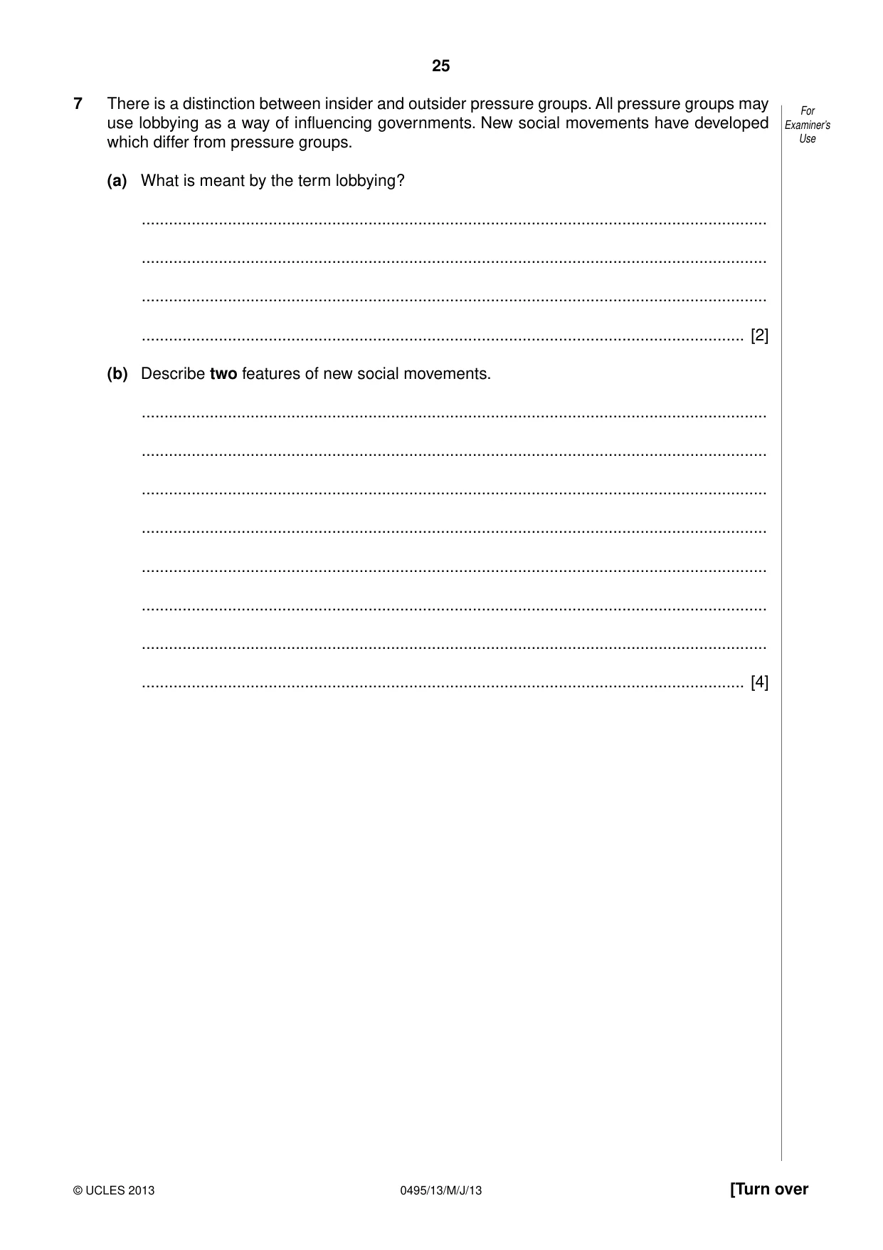 Cambridge IGCSE Sociology 0495 2013 May/June Paper 1 · Variant 3 question paper, page 25 of 28