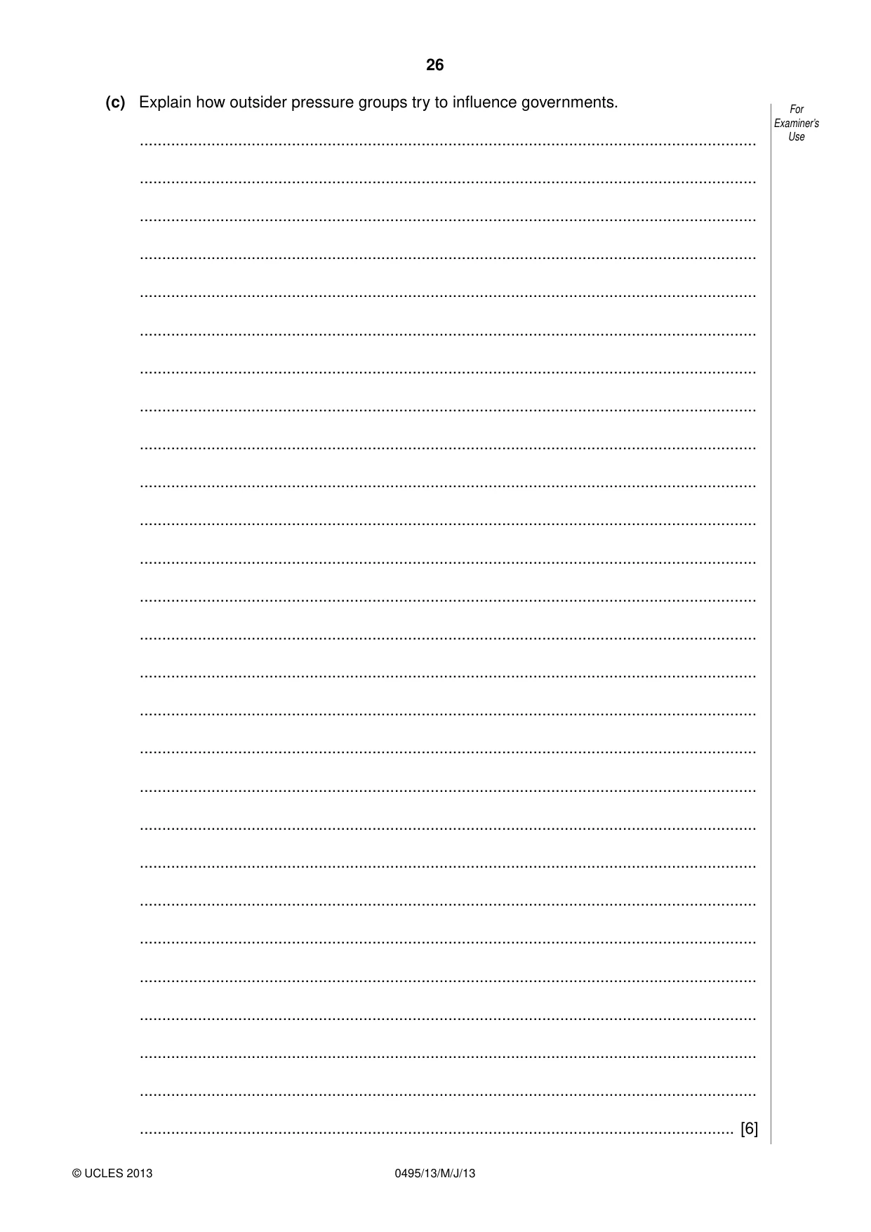 Cambridge IGCSE Sociology 0495 2013 May/June Paper 1 · Variant 3 question paper, page 26 of 28