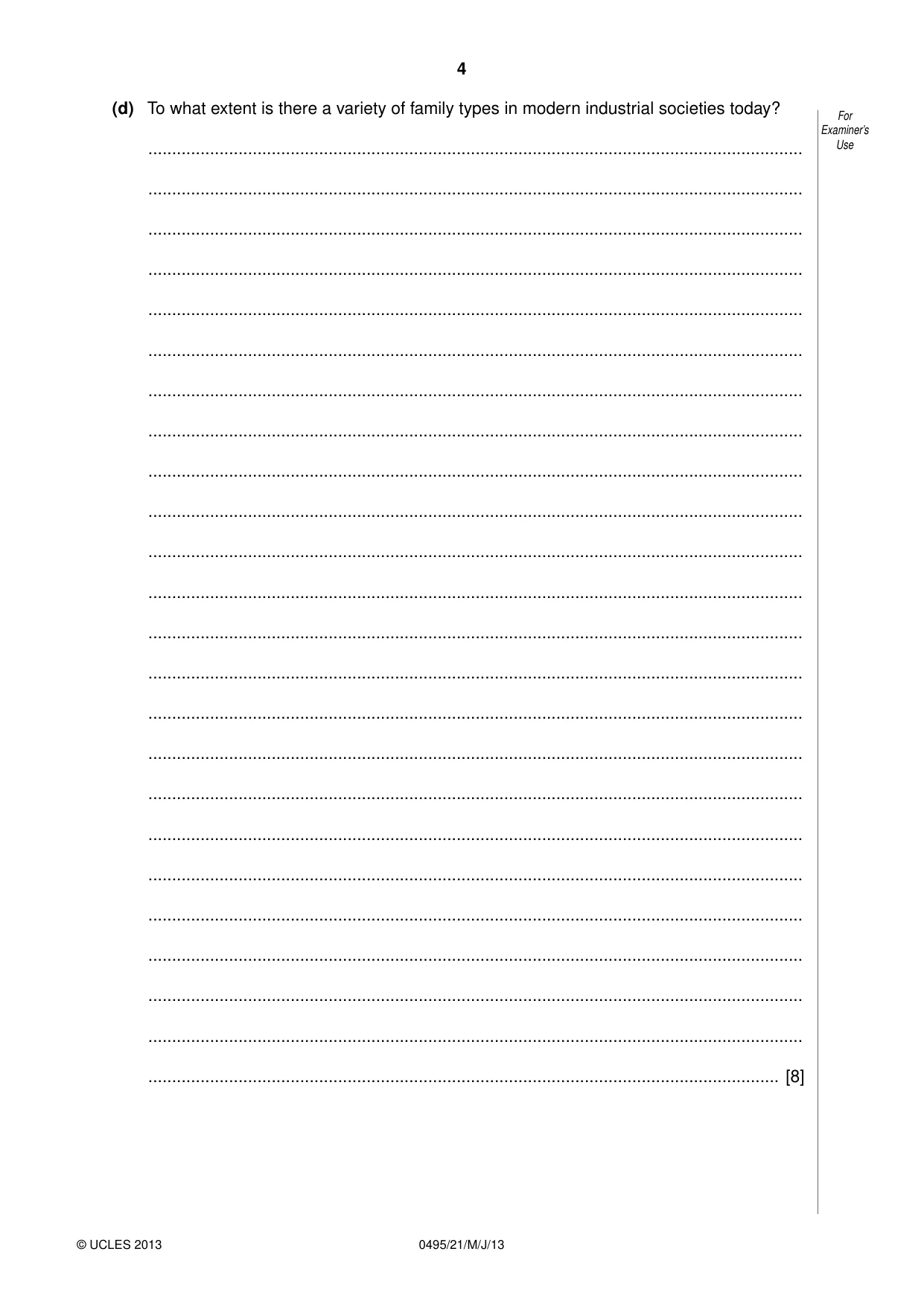 Cambridge IGCSE Sociology 0495 2013 May/June Paper 2 · Variant 1 question paper, page 4 of 28