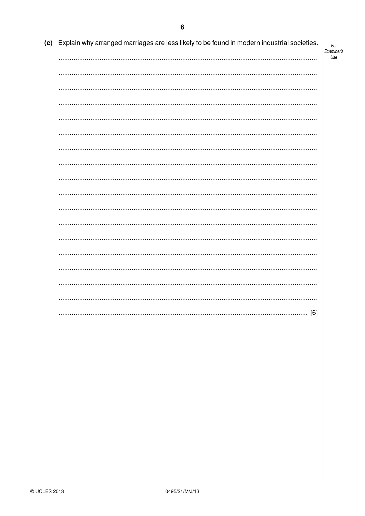 Cambridge IGCSE Sociology 0495 2013 May/June Paper 2 · Variant 1 question paper, page 6 of 28