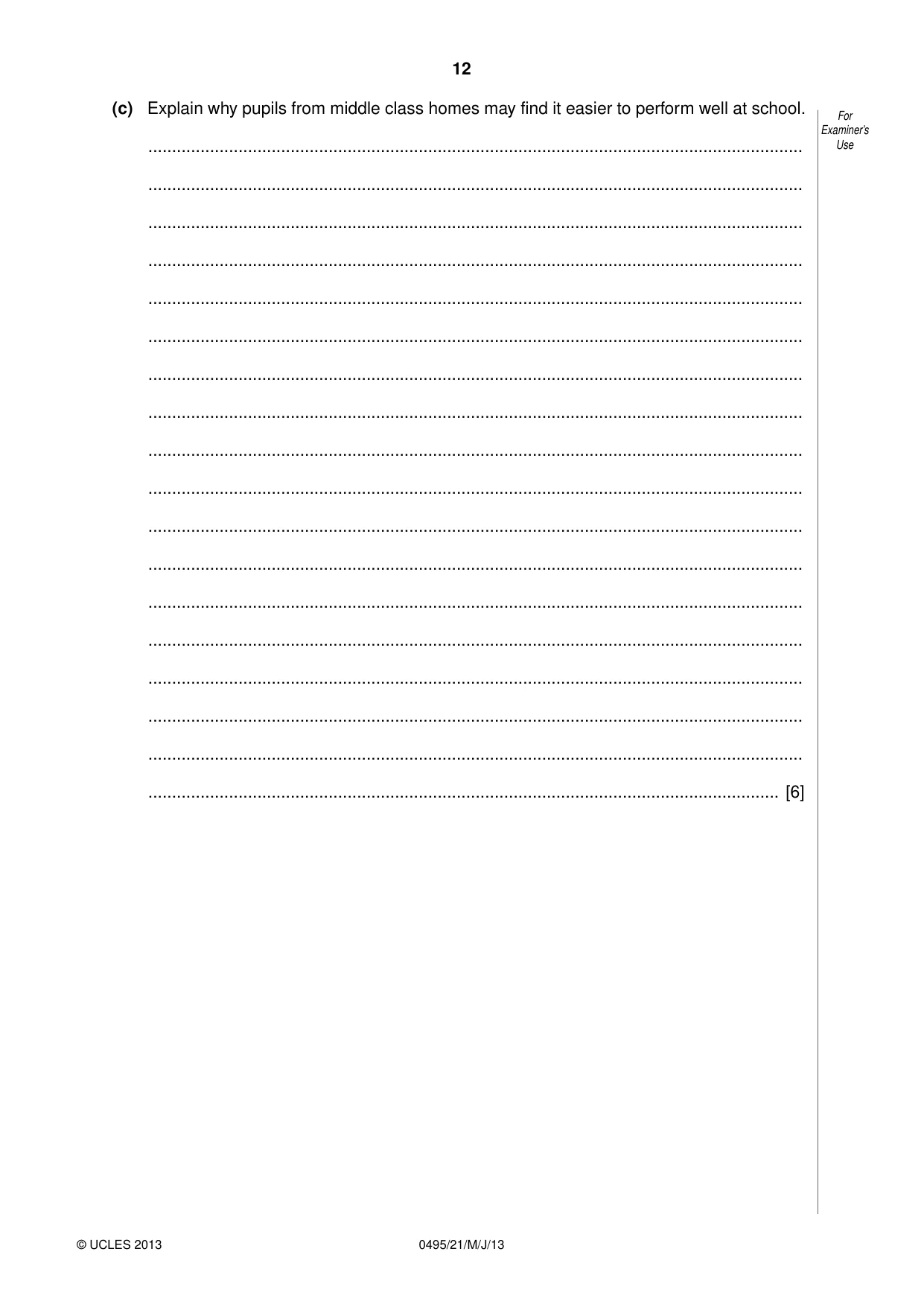 Cambridge IGCSE Sociology 0495 2013 May/June Paper 2 · Variant 1 question paper, page 12 of 28