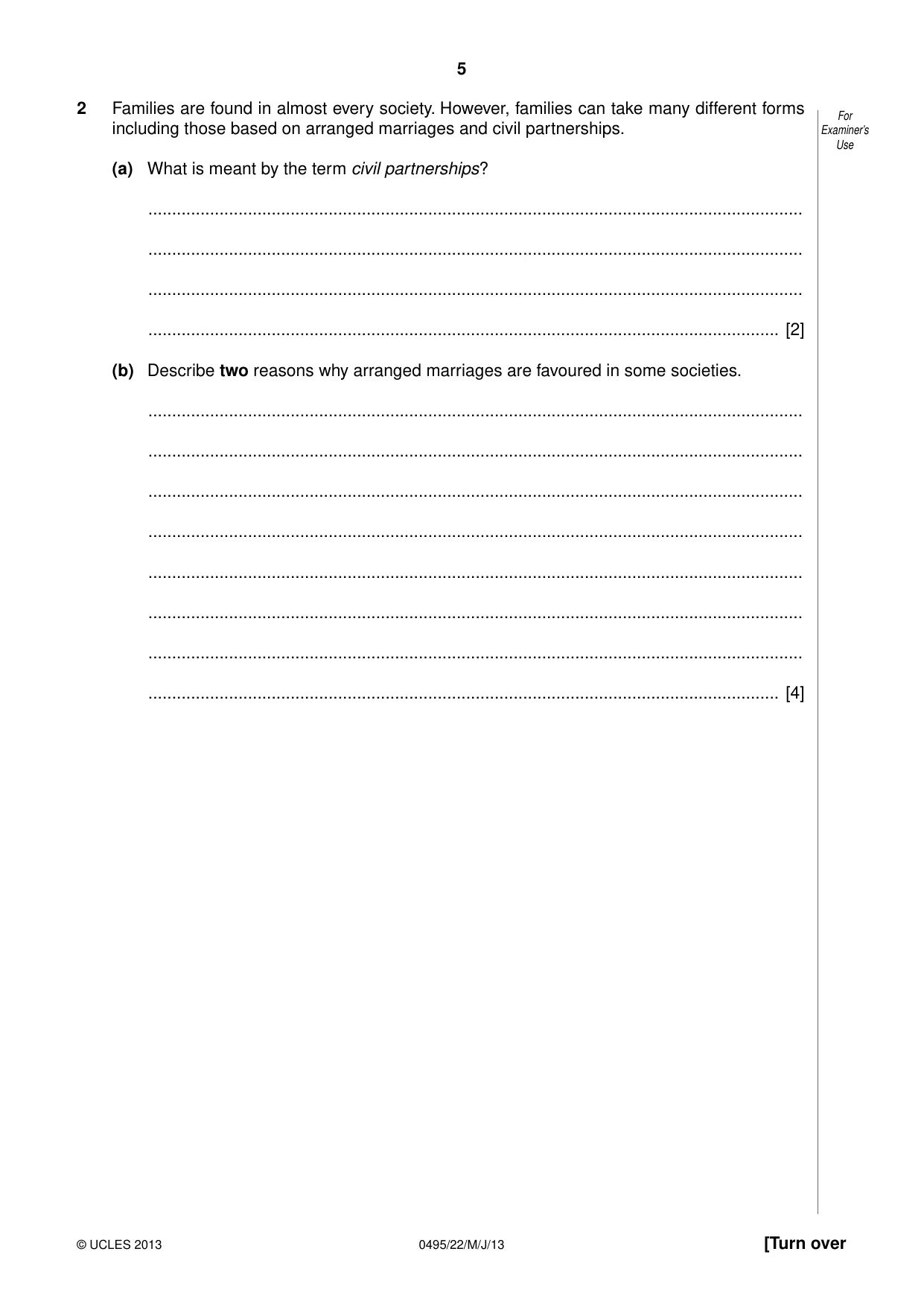 Cambridge IGCSE Sociology 0495 2013 May/June Paper 2 · Variant 2 question paper, page 5 of 28