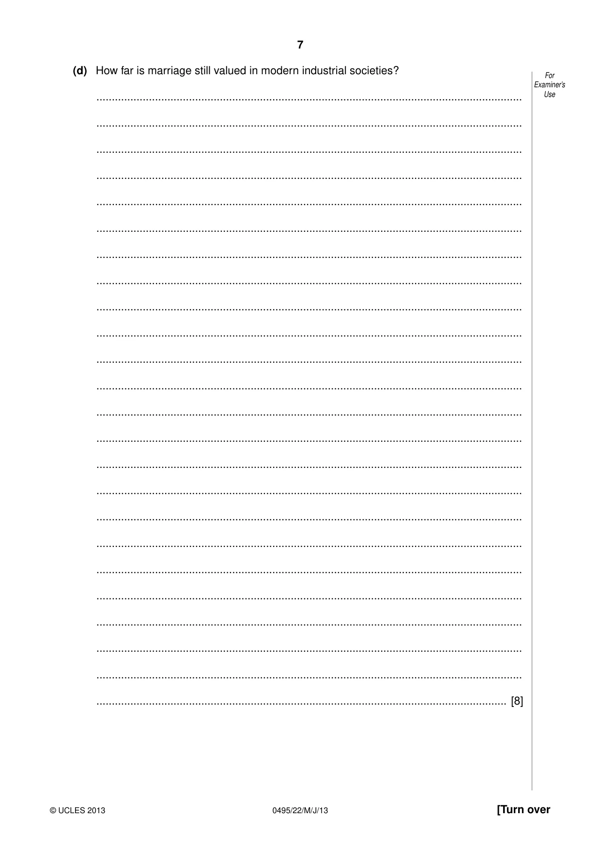 Cambridge IGCSE Sociology 0495 2013 May/June Paper 2 · Variant 2 question paper, page 7 of 28