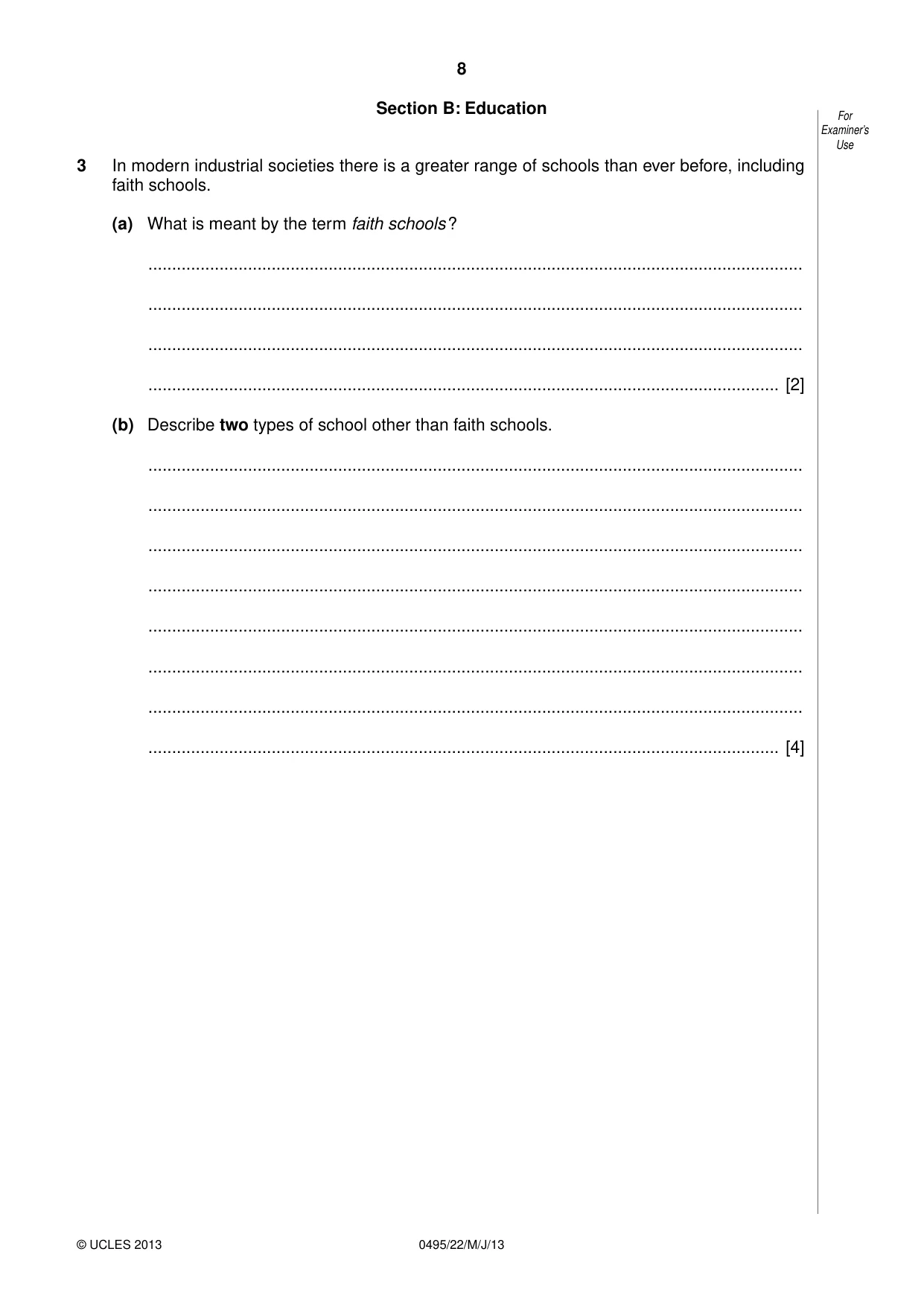 Cambridge IGCSE Sociology 0495 2013 May/June Paper 2 · Variant 2 question paper, page 8 of 28