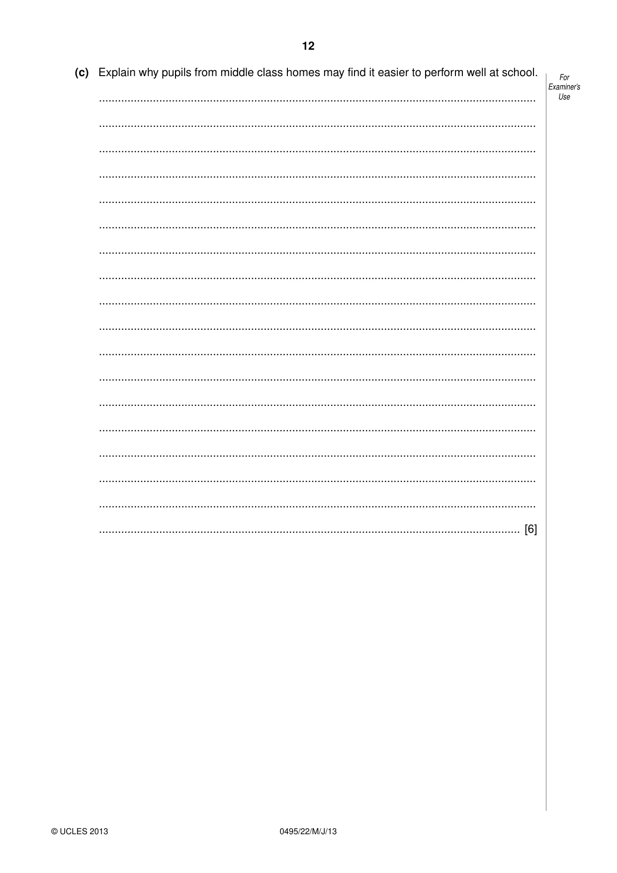 Cambridge IGCSE Sociology 0495 2013 May/June Paper 2 · Variant 2 question paper, page 12 of 28